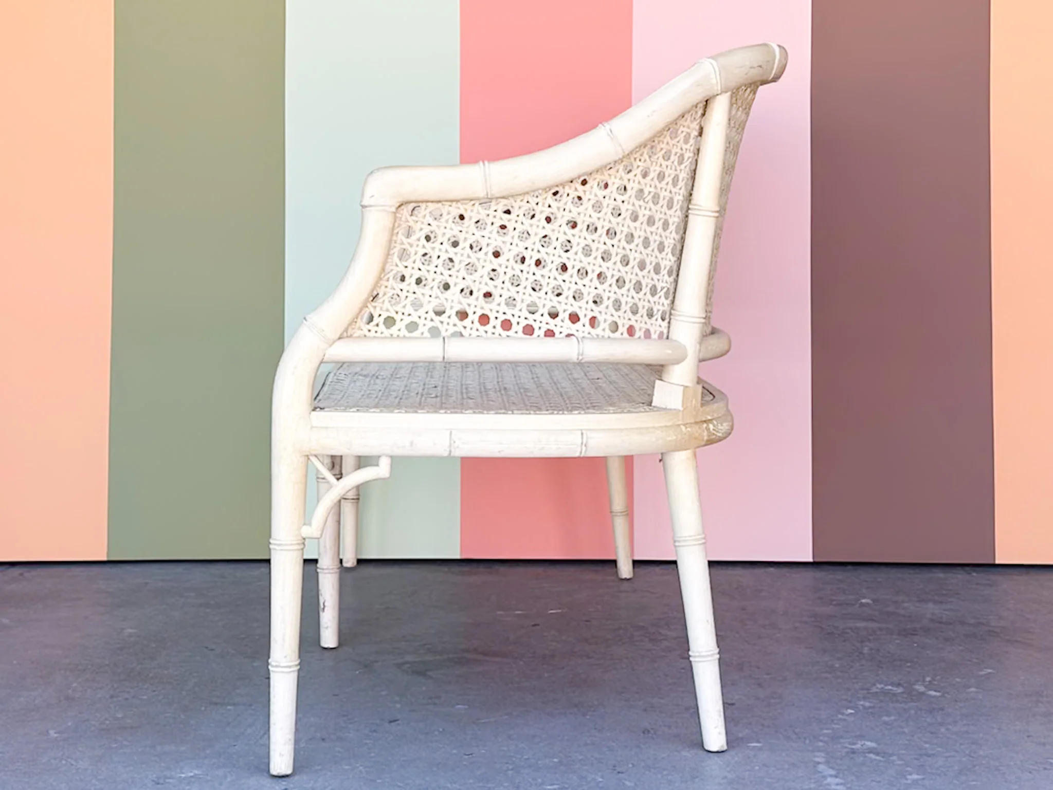 Faux Bamboo and Cane Bench - Image 5