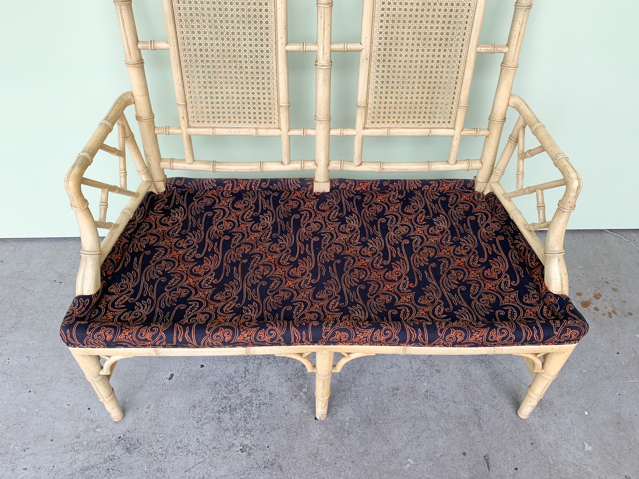 Faux Bamboo and Cane Bench - Image 5