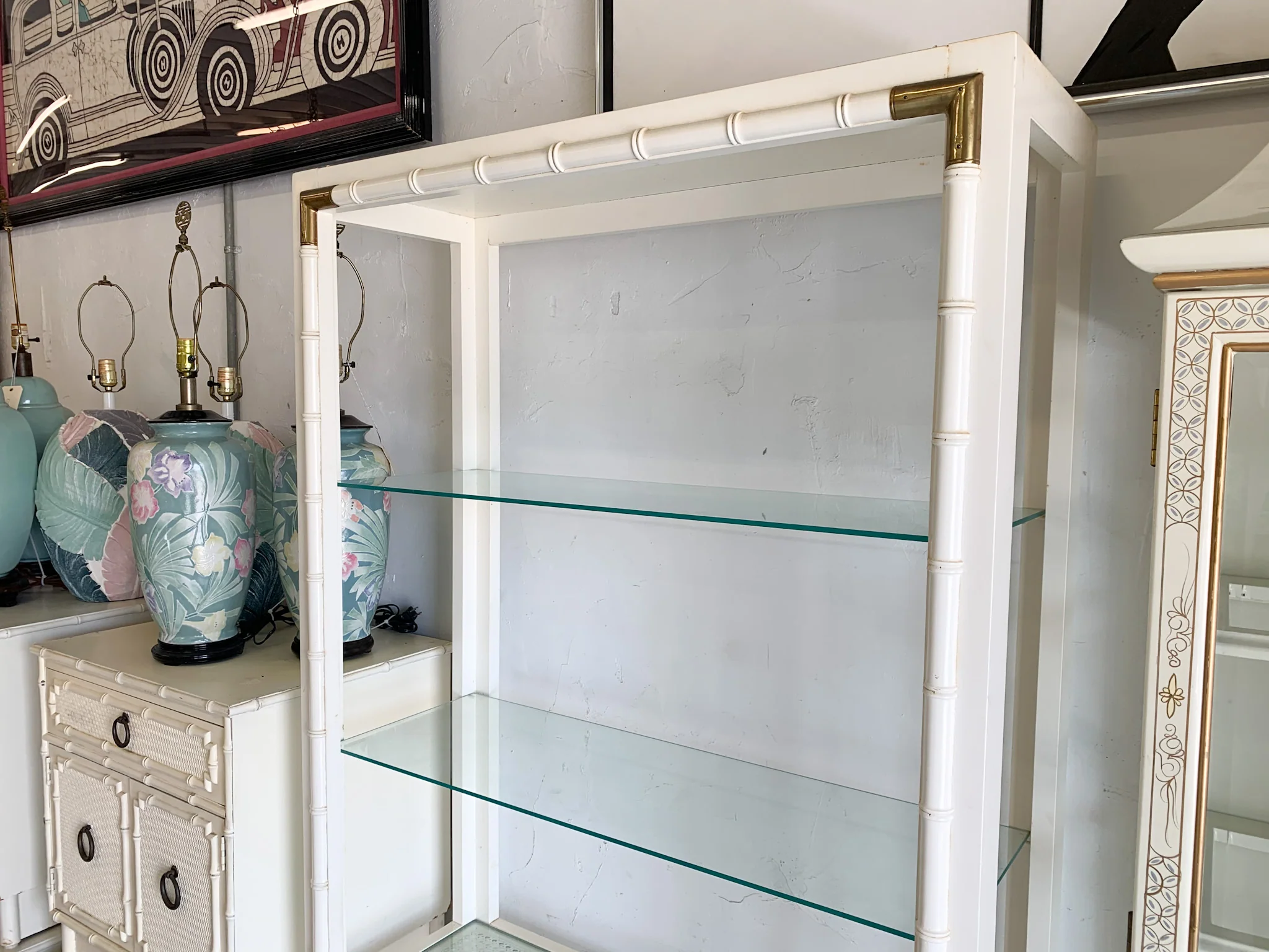 Faux Bamboo and Cane Etagere - Image 3