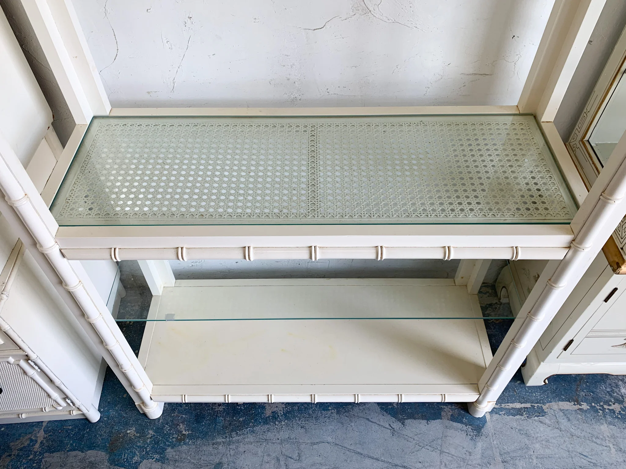 Faux Bamboo and Cane Etagere - Image 4