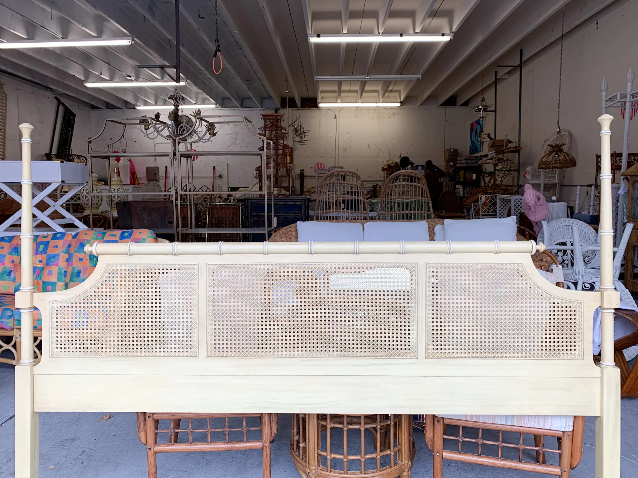 Faux Bamboo and Cane King Headboard - Image 4