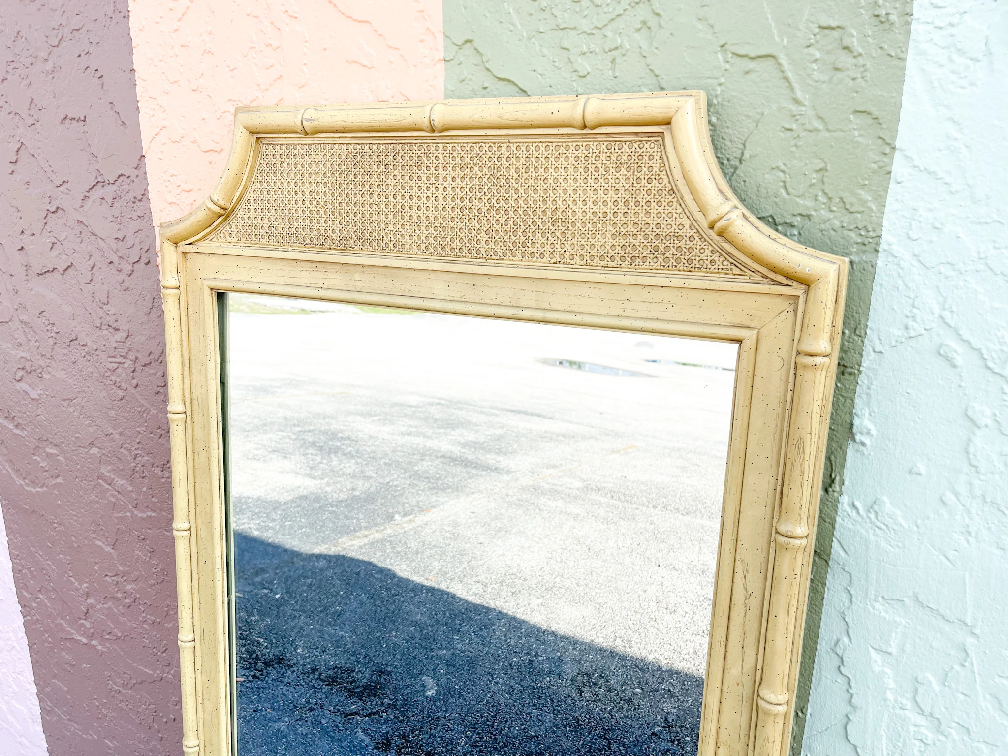 Faux Bamboo and Cane Pagoda Mirror - Image 3