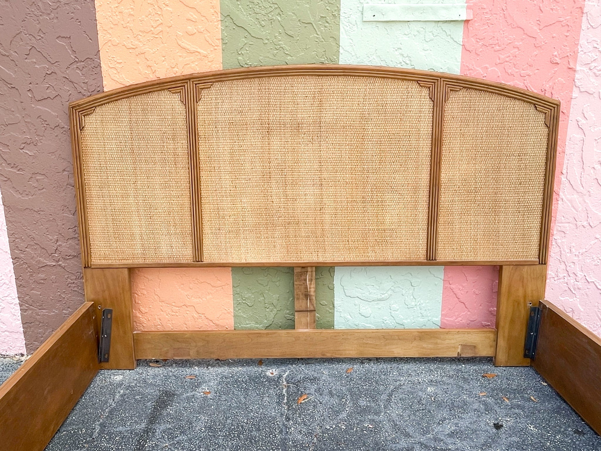 Faux Bamboo and Seagrass Queen Bed - Image 4