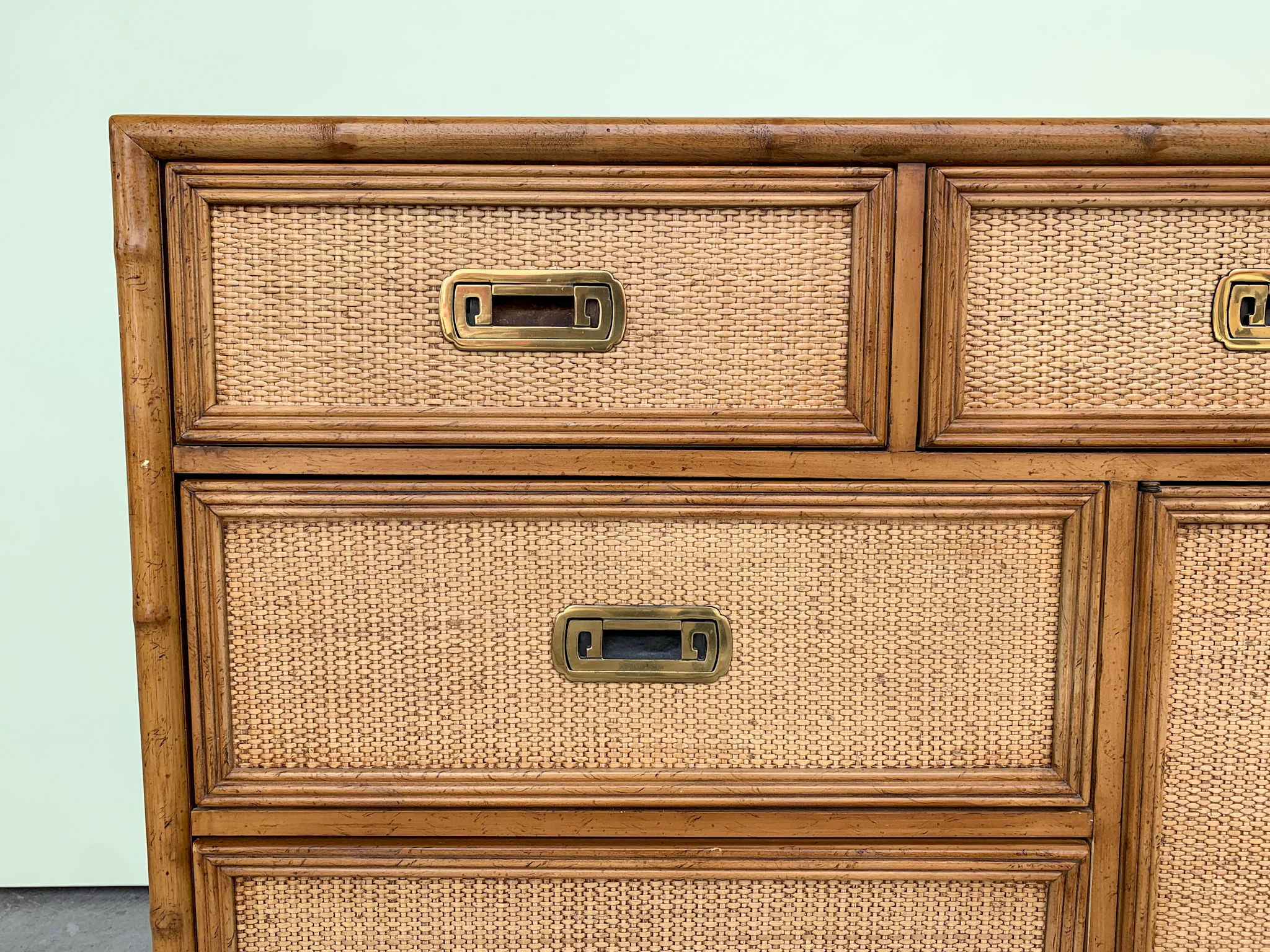 Faux Bamboo and Seagrass Dresser - Image 6