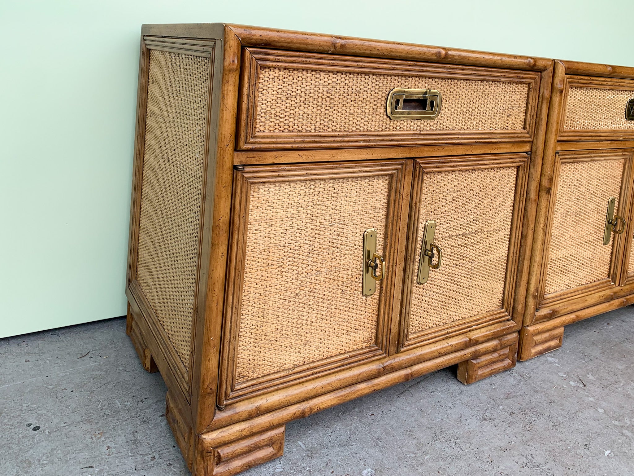 Faux Bamboo and Seagrass Nightstands - Image 6