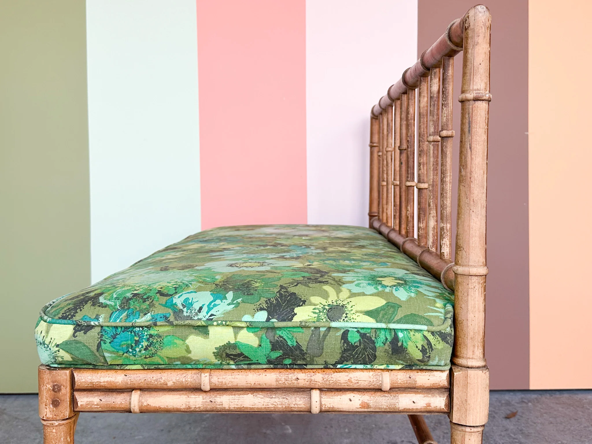 Faux Bamboo Wood Bench - Image 5