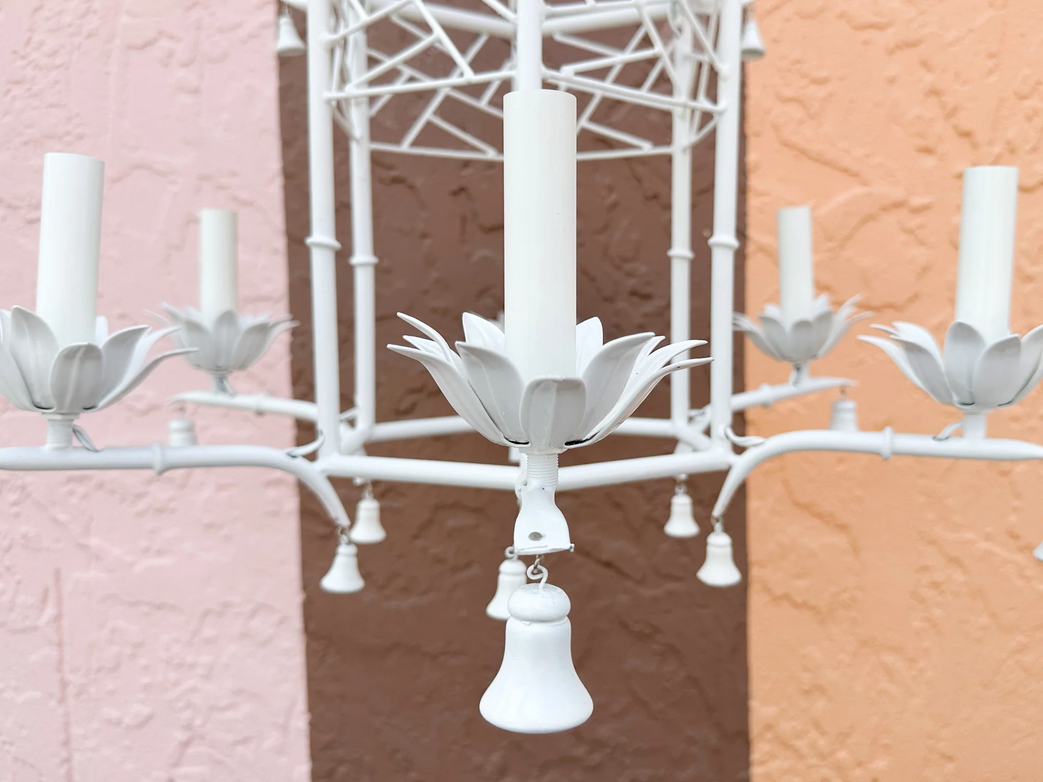 Faux Bamboo Chippendale Pagoda Chandelier - Image 6