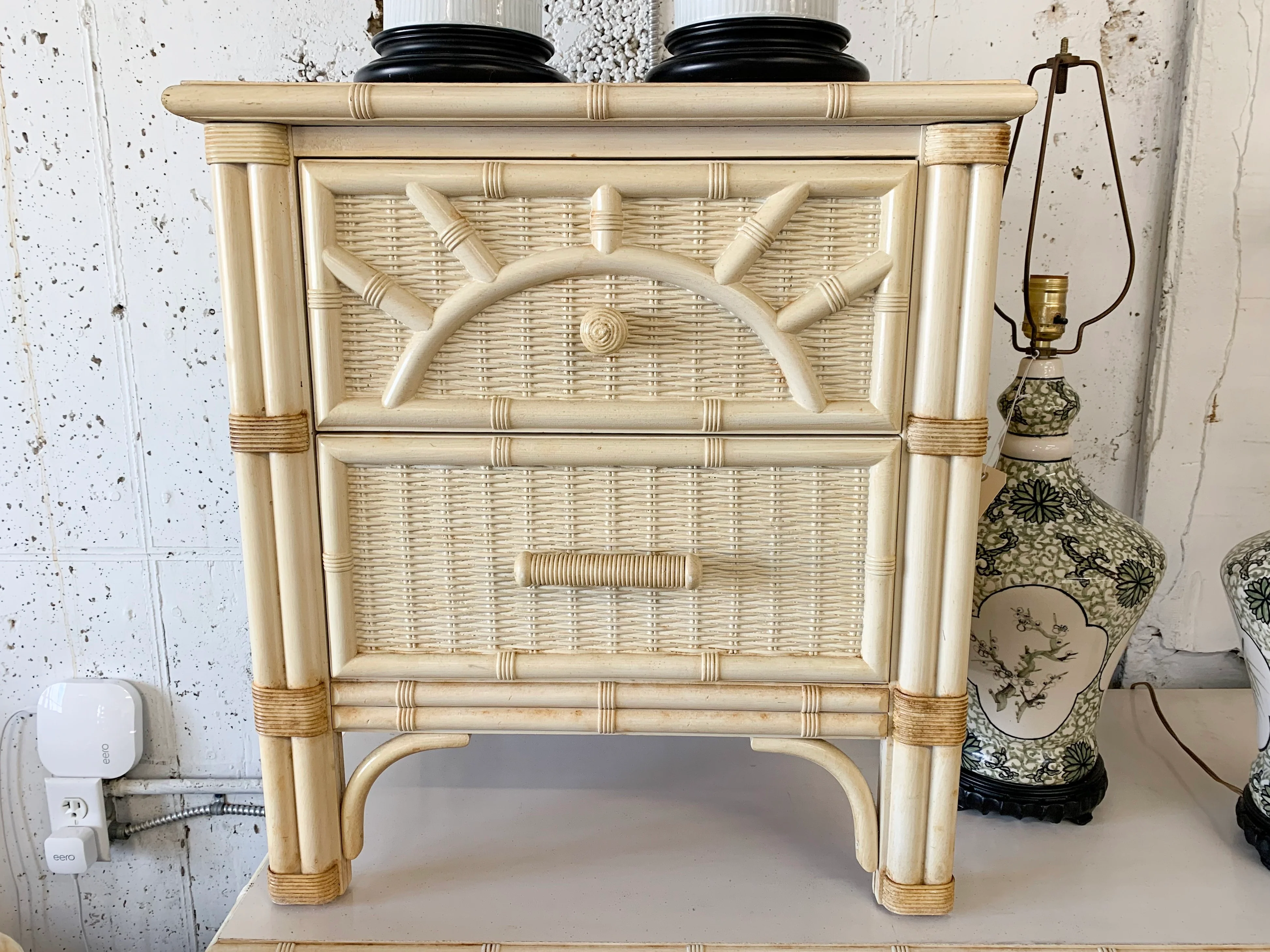 Sunburst Faux Bamboo Dresser and Night Stand - Image 2