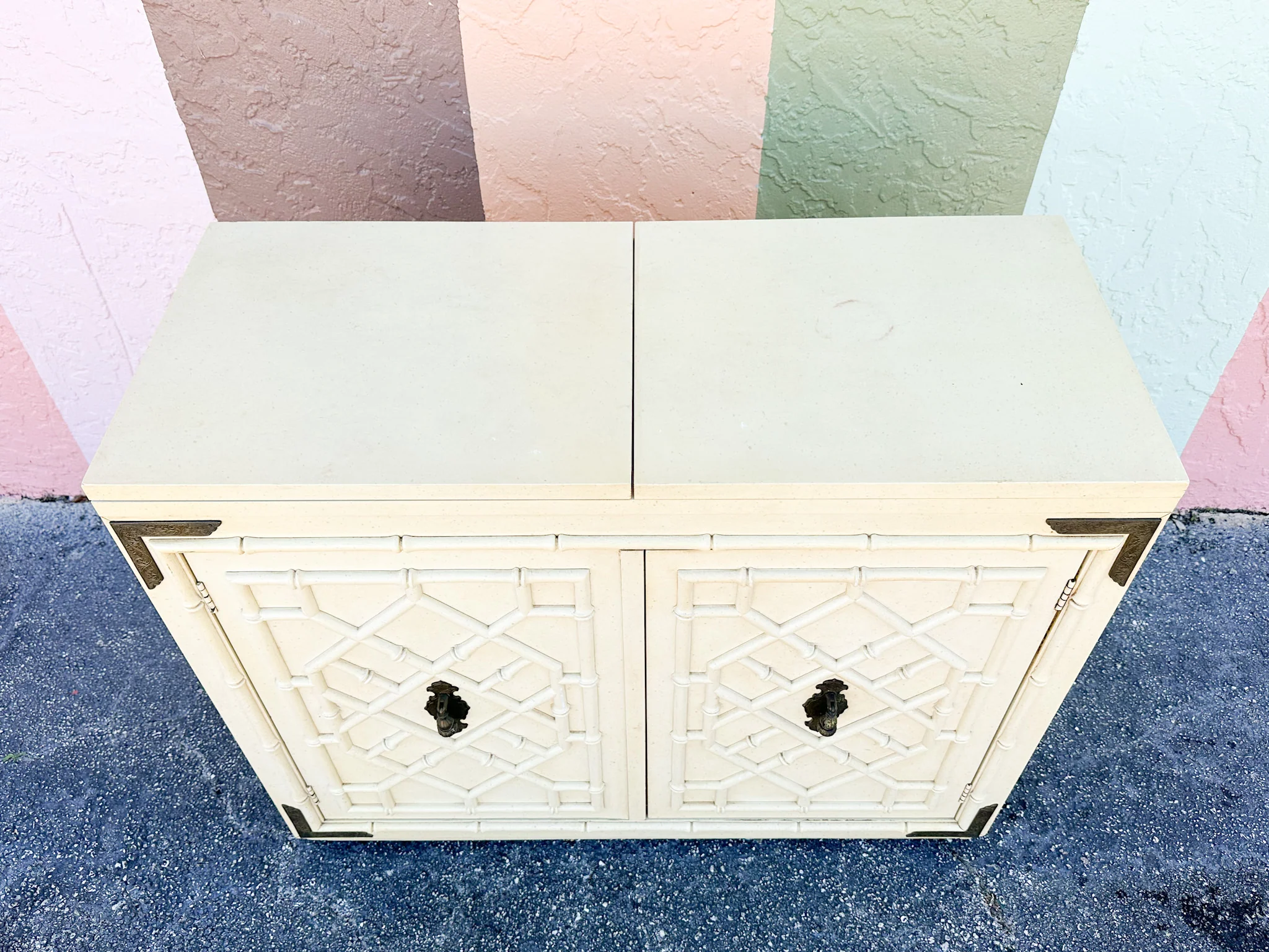 Faux Bamboo Flip Top Server on Castors - Image 2
