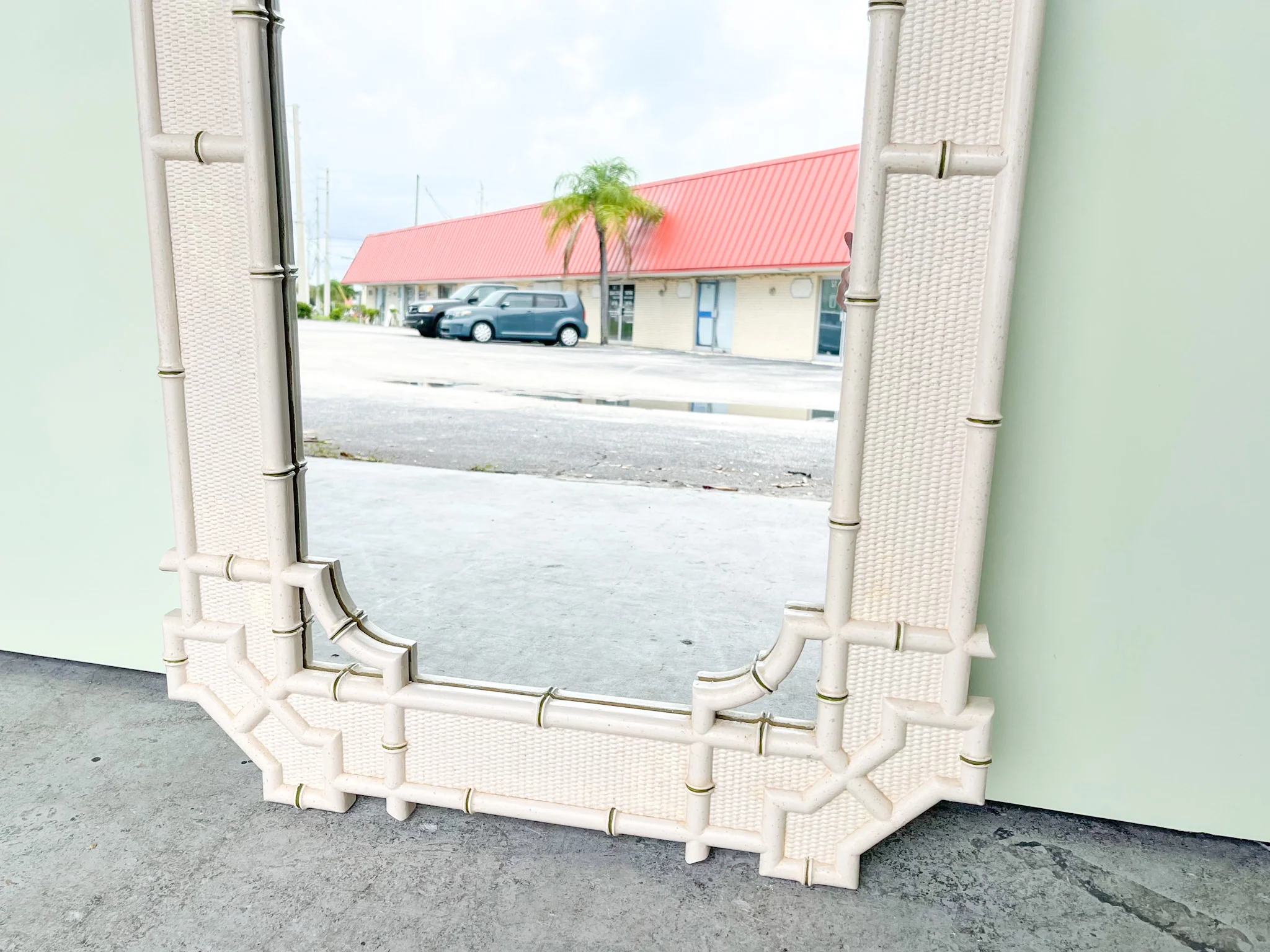 Faux Bamboo Fretwork Mirror - Image 2