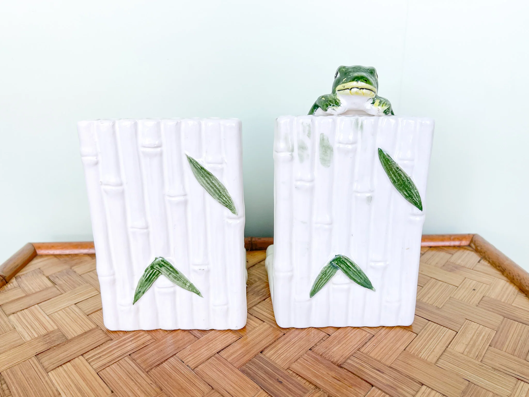 Faux Bamboo Frog Bookends - Image 3