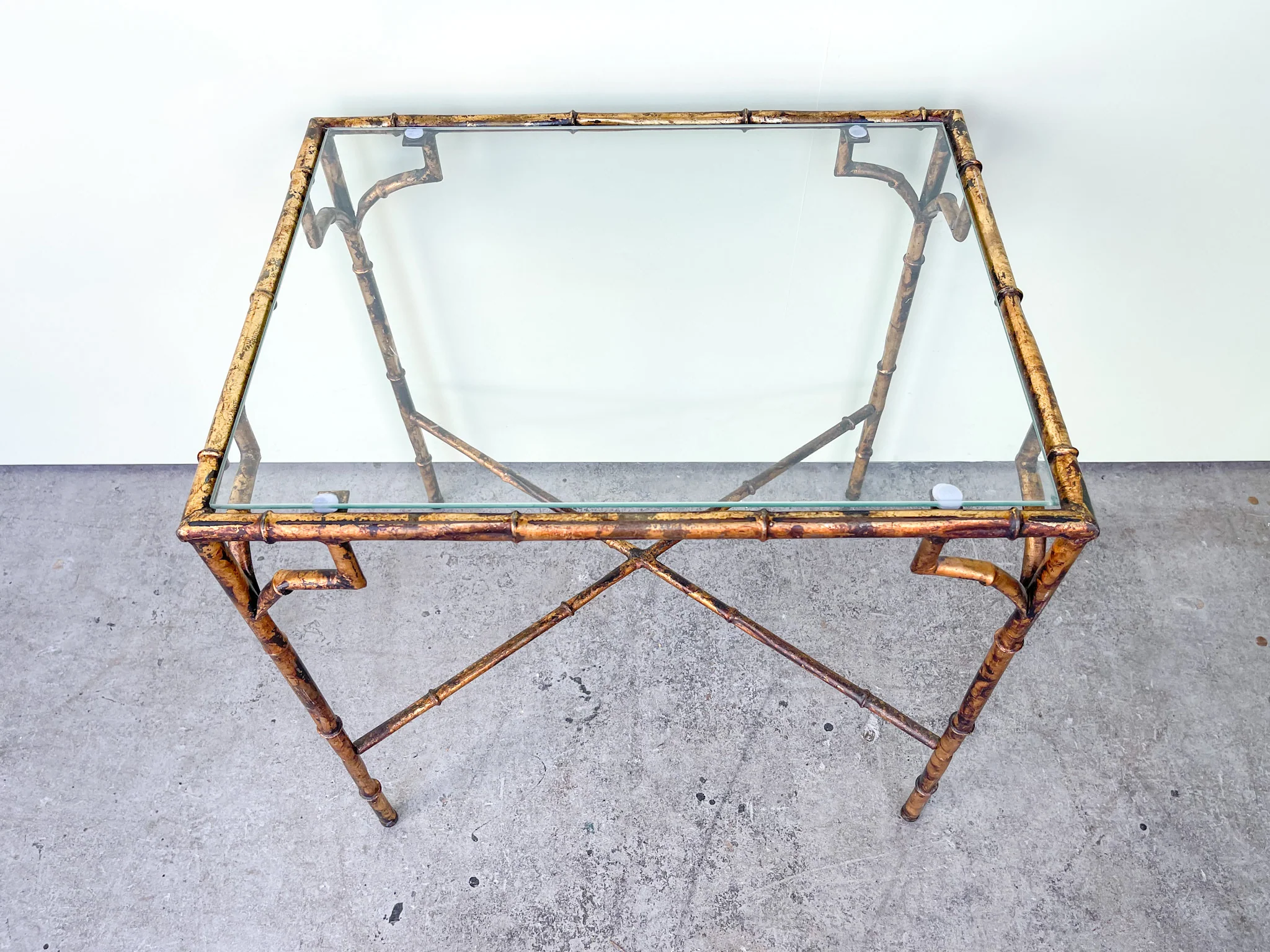 Faux Bamboo Gold Gilt Chippendale Side Table - Image 3