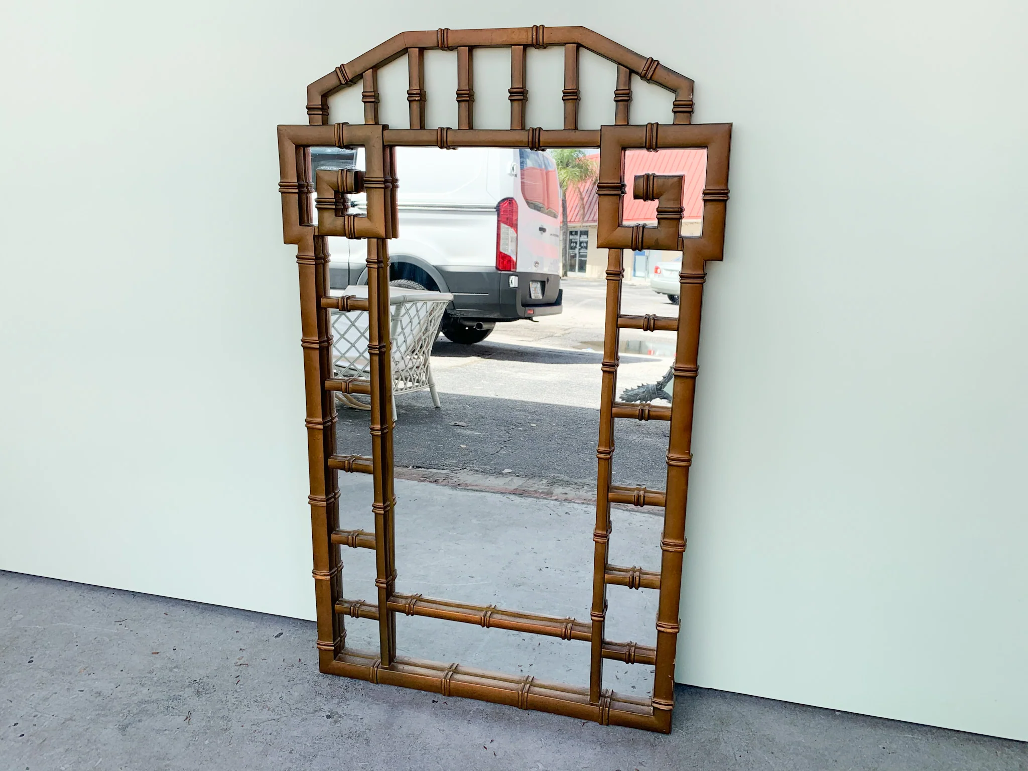 Faux Bamboo Greek Key Mirror