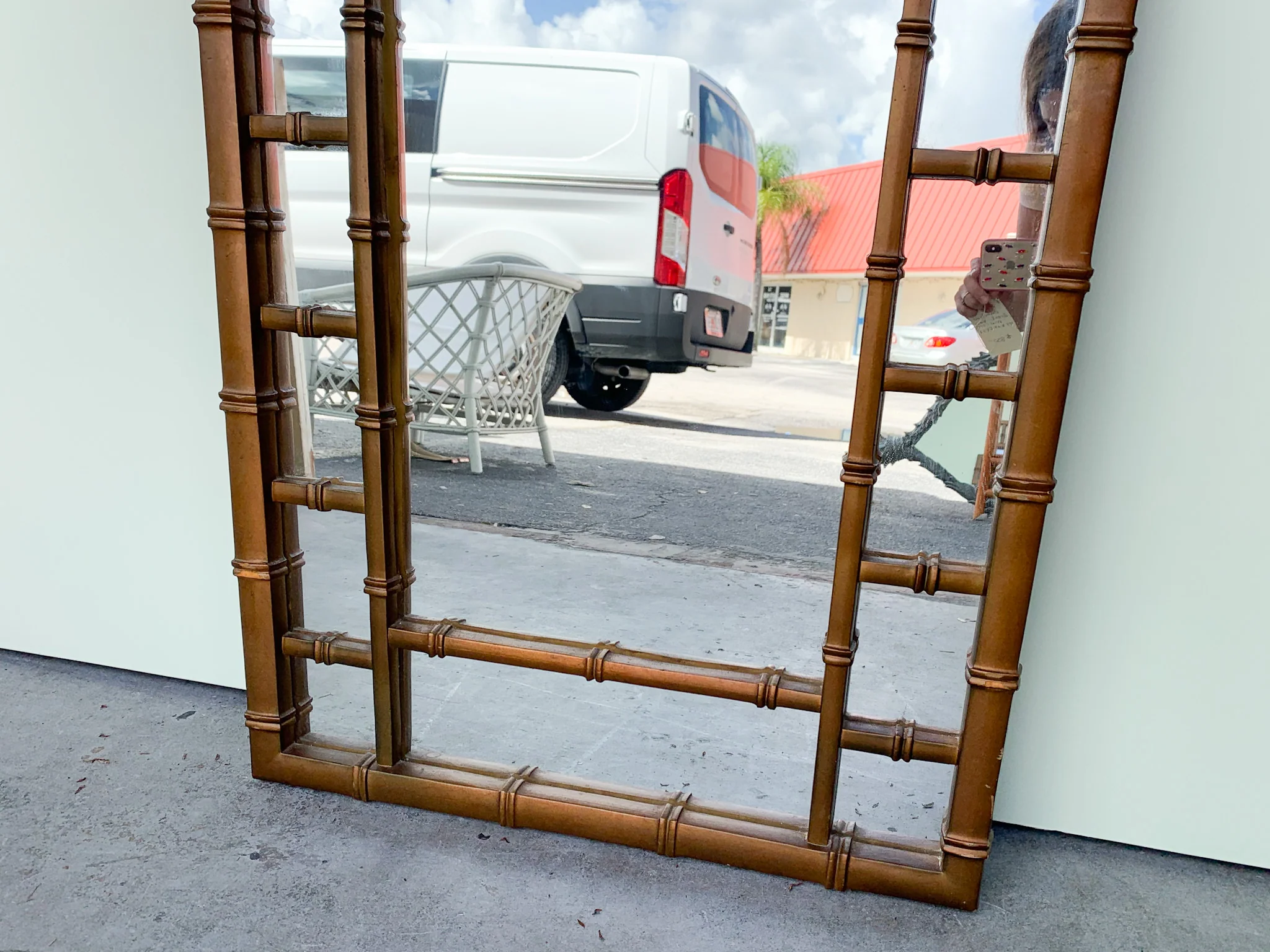 Faux Bamboo Greek Key Mirror - Image 3