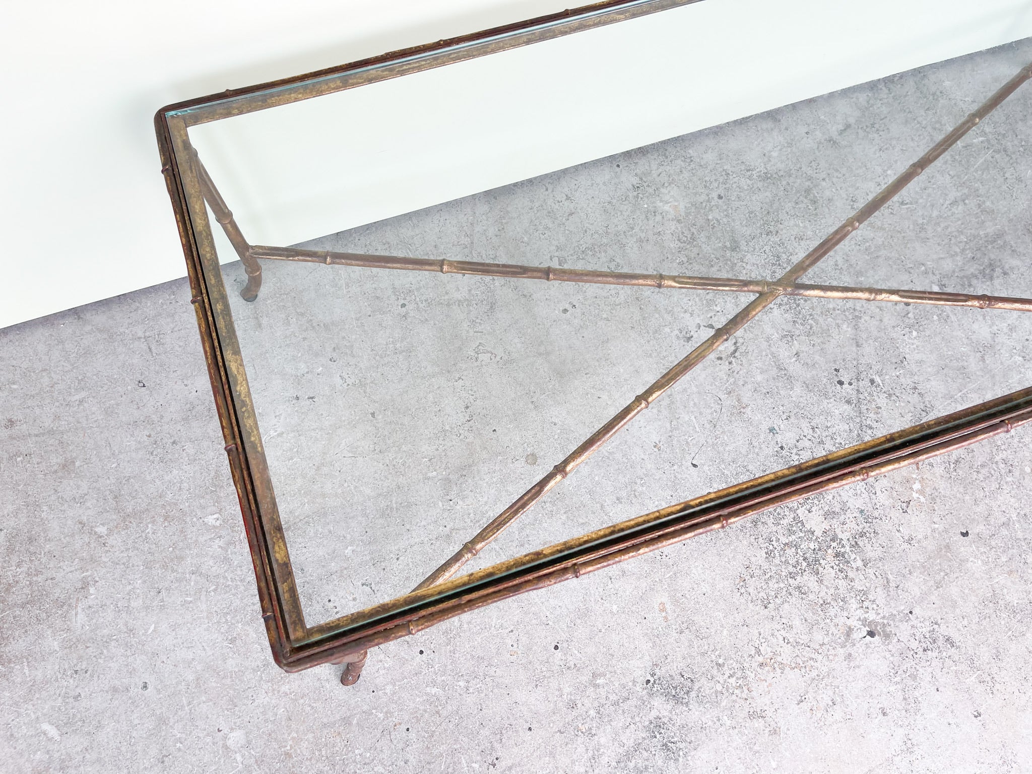 Faux Bamboo Italian Metal Coffee Table - Image 4