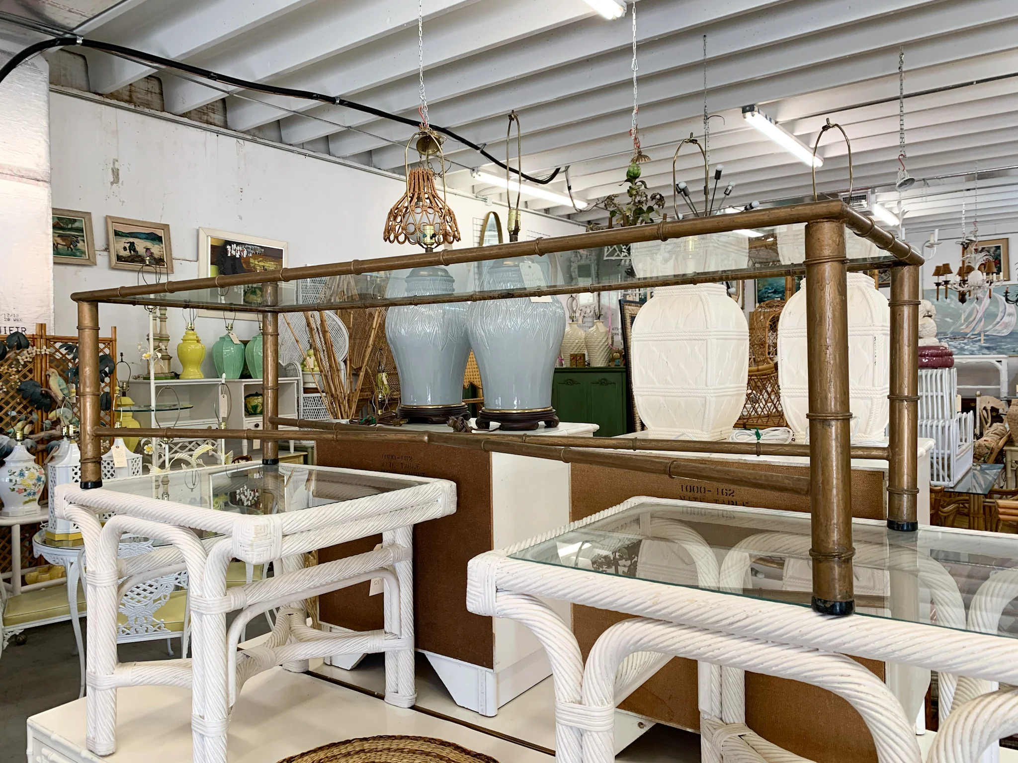 Faux Bamboo Metal Coffee Table - Image 2