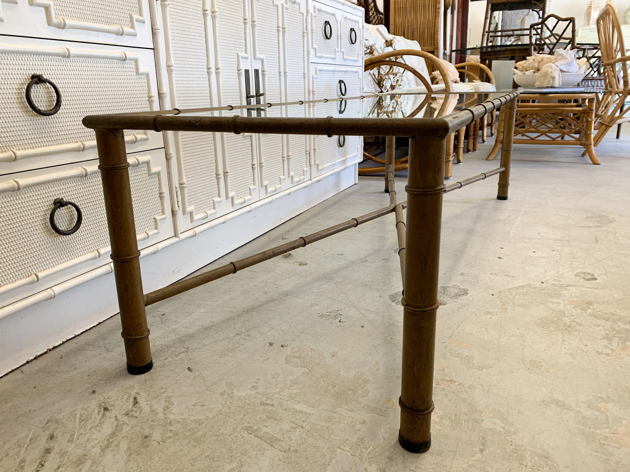 Faux Bamboo Metal Coffee Table - Image 6