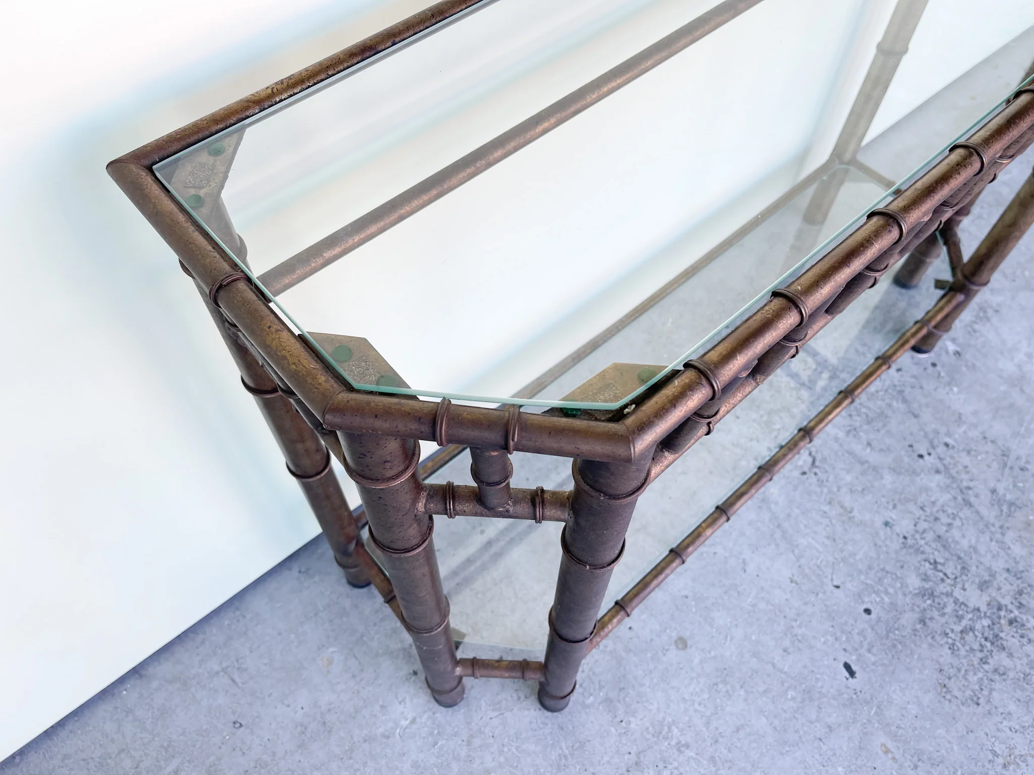 Faux Bamboo Metal Demilune - Image 4