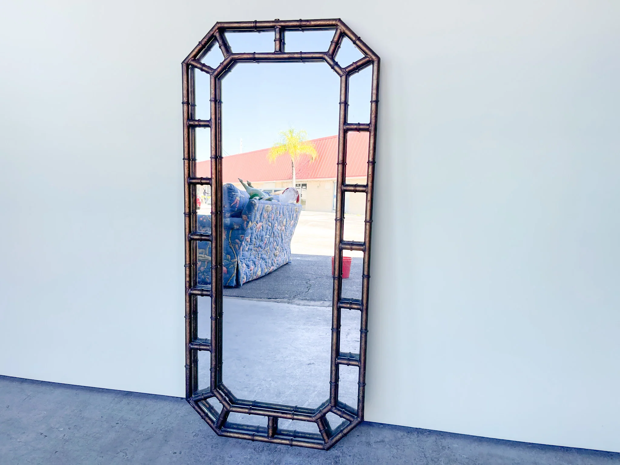 Faux Bamboo Metal Mirror