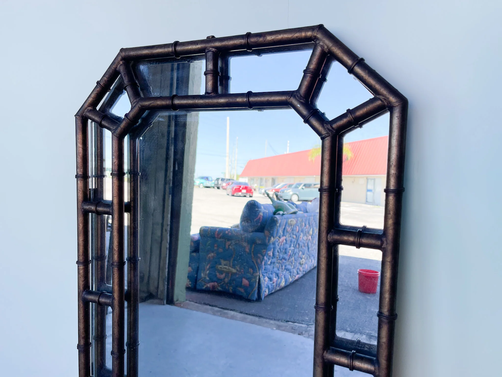 Faux Bamboo Metal Mirror - Image 2