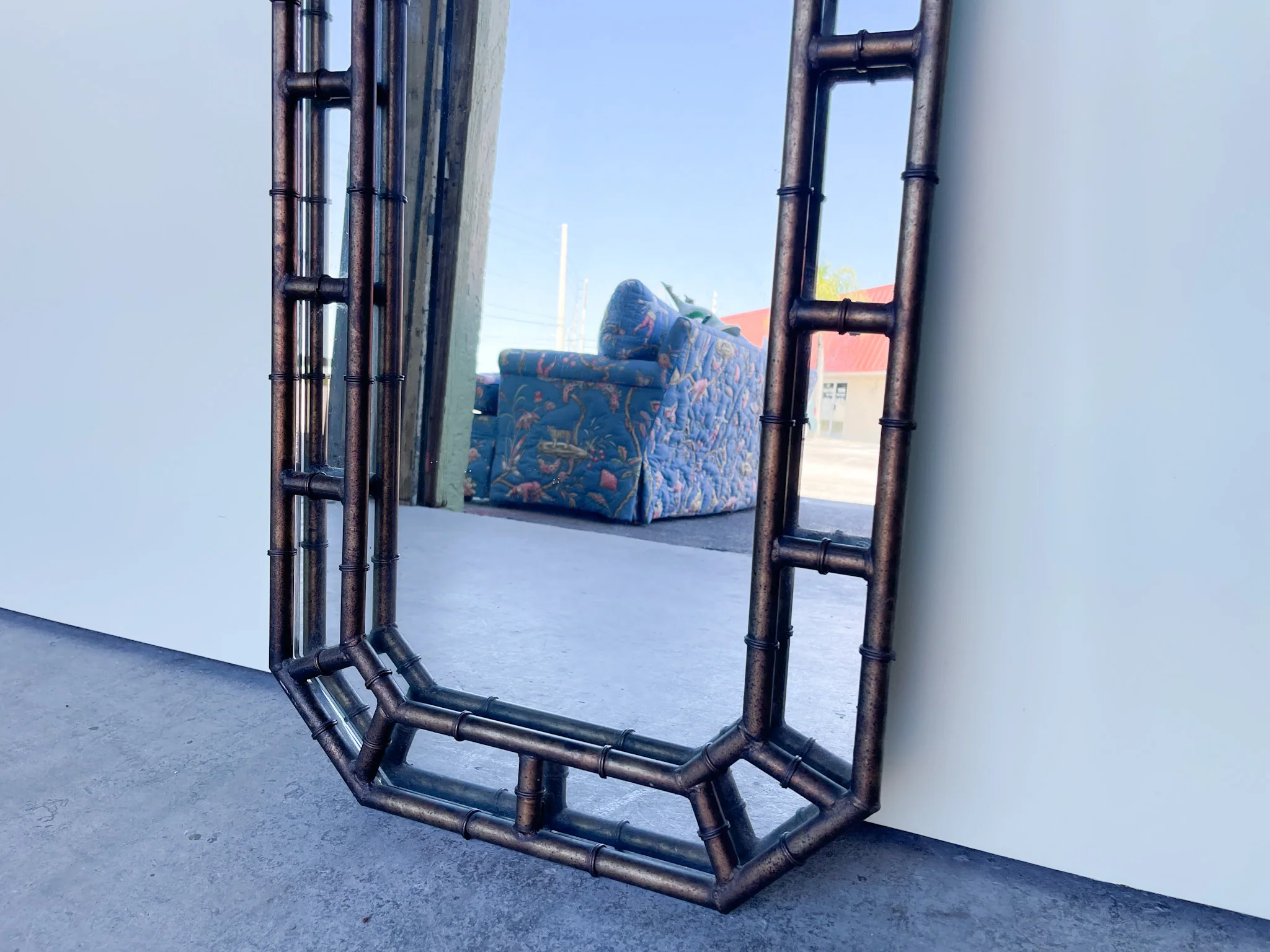 Faux Bamboo Metal Mirror - Image 4