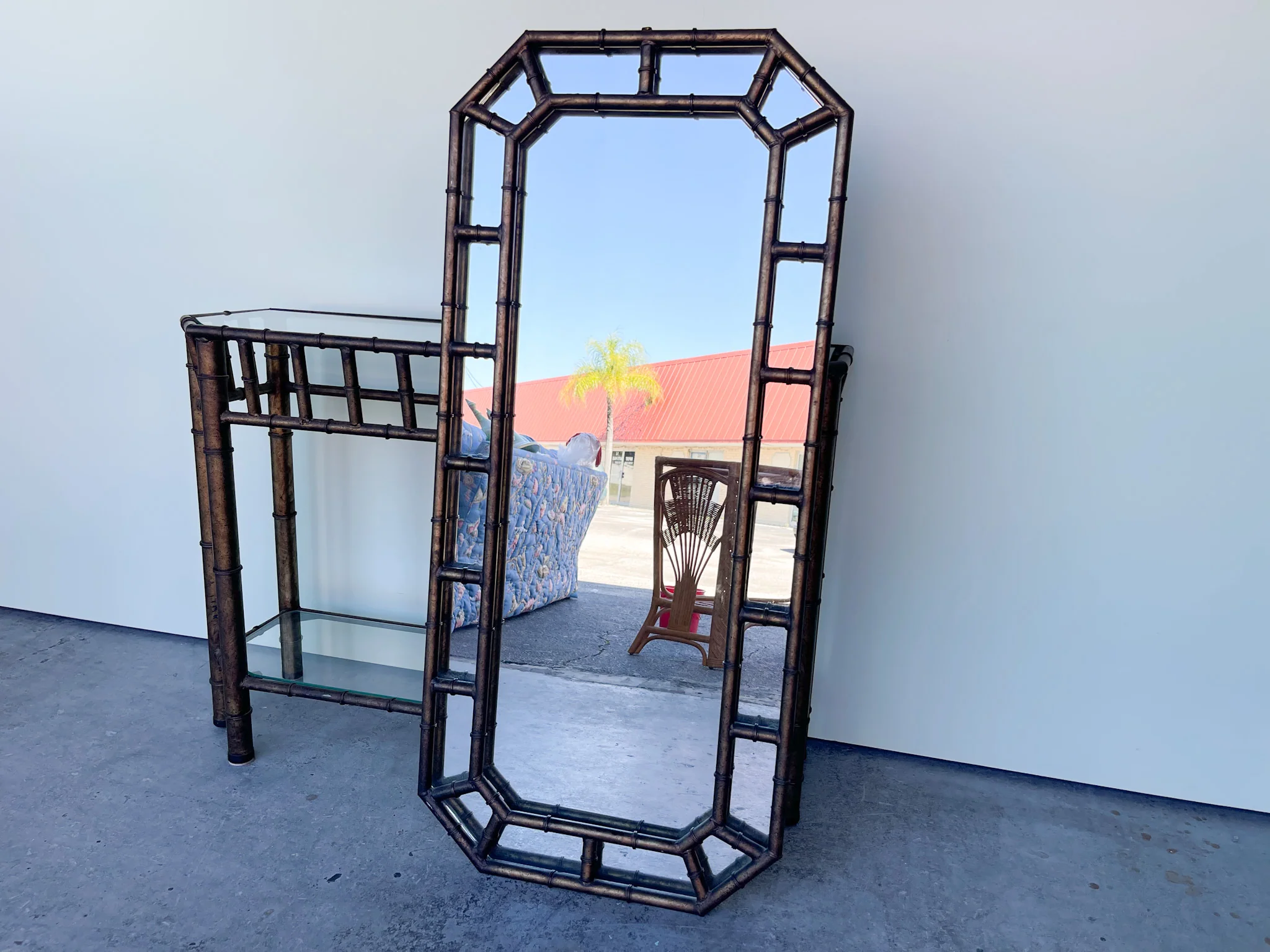 Faux Bamboo Metal Mirror - Image 5