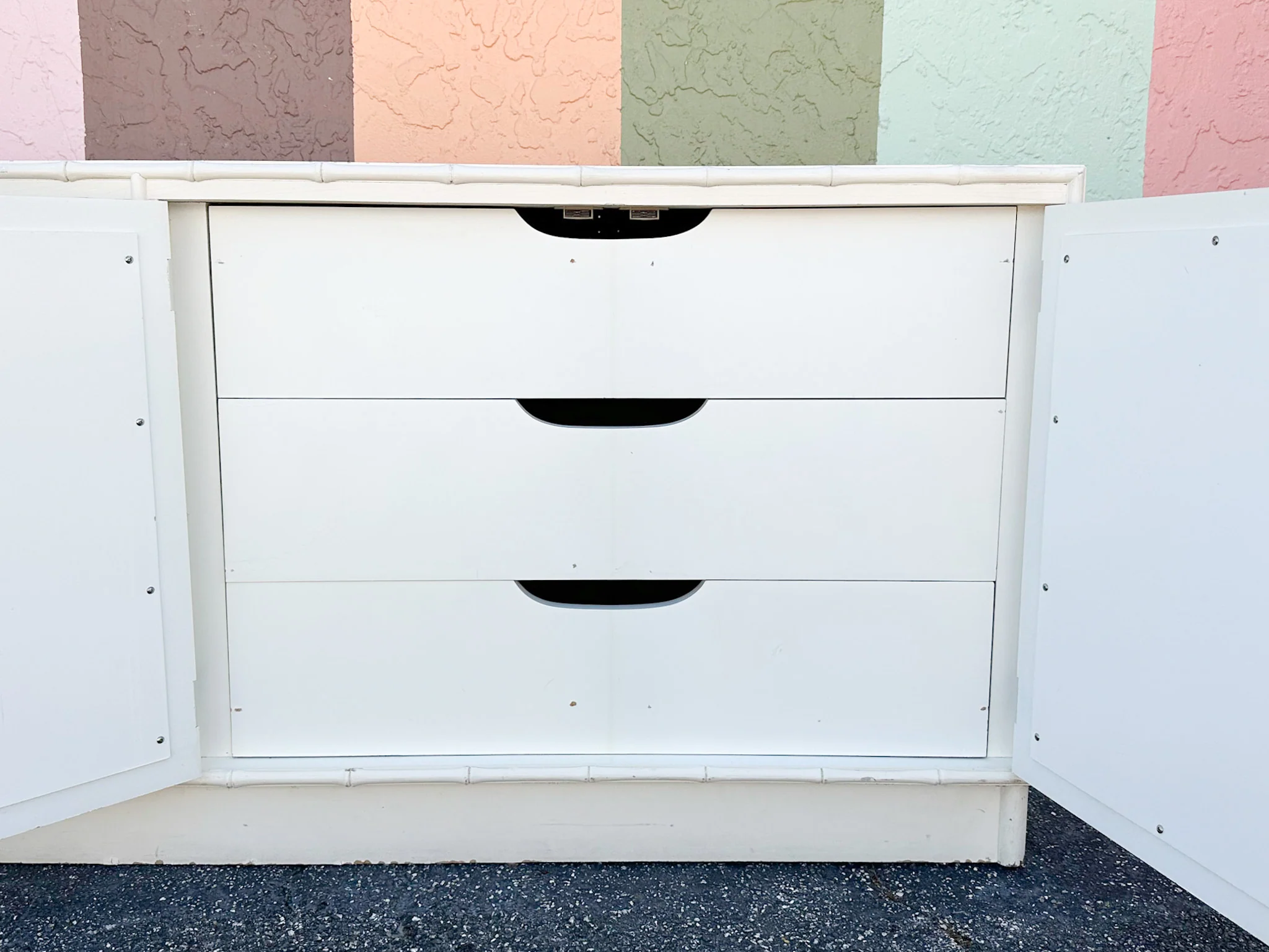 Faux Bamboo Mirrored Chippendale Credenza - Image 6