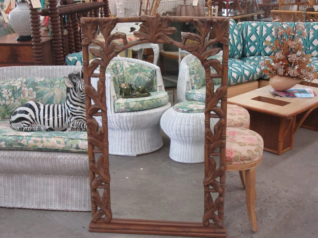 Palm Beach Faux Bamboo Leaf Mirror - Image 2