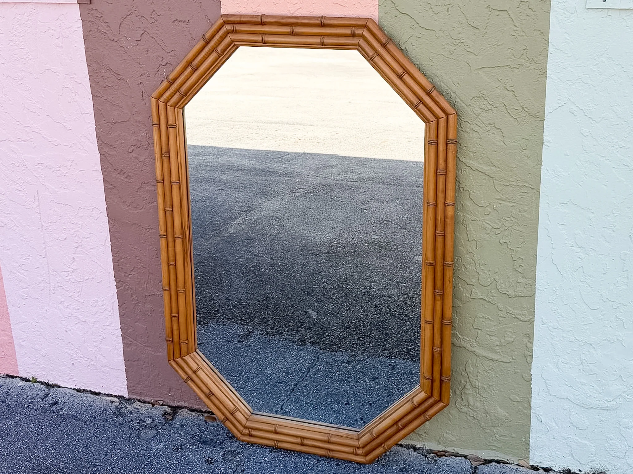Faux Bamboo Octagon Mirror - Image 3
