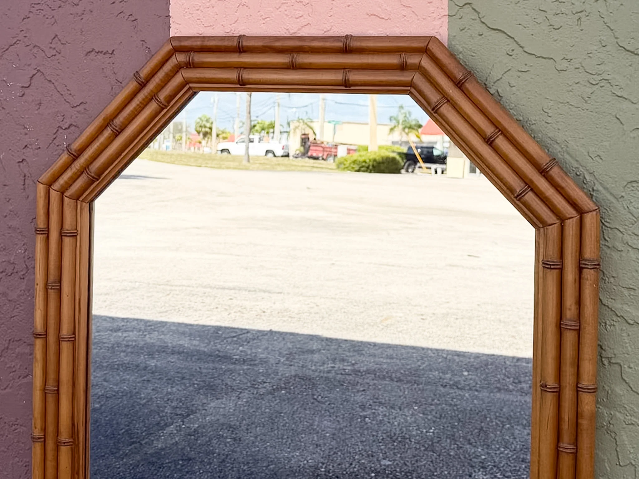 Faux Bamboo Octagon Mirror - Image 4