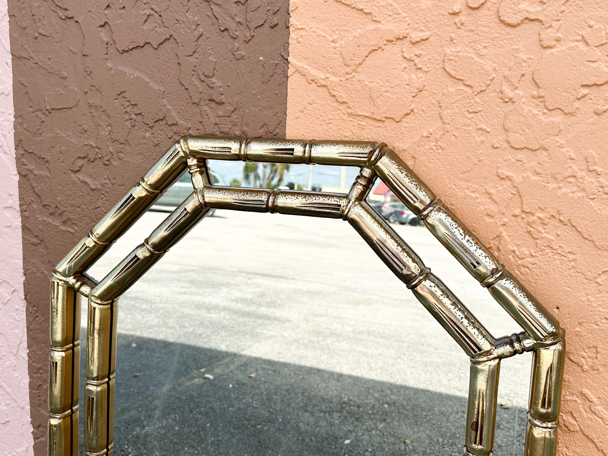 Faux Bamboo Octagon Mirror - Image 2