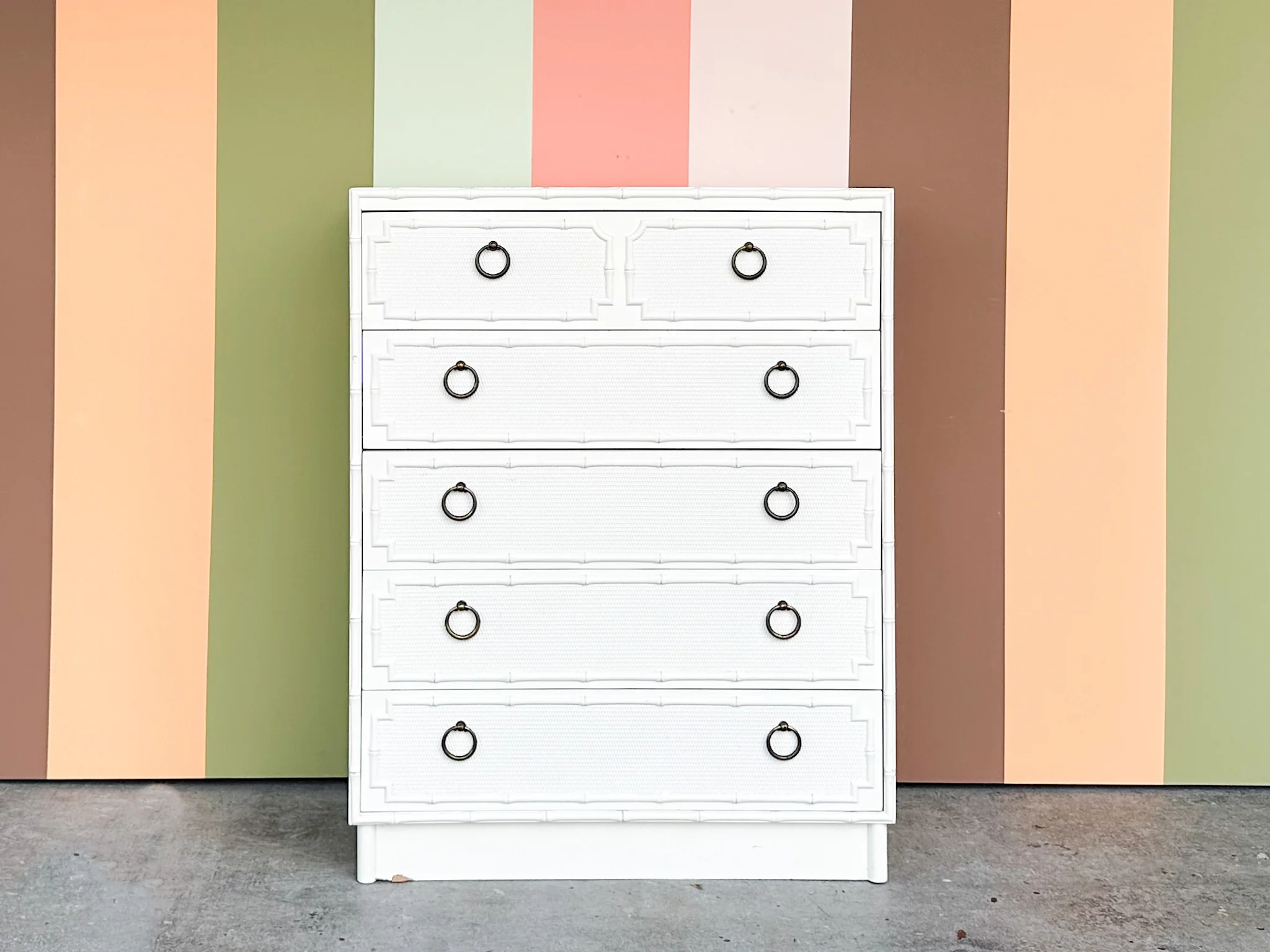 Palm Beach Style Faux Bamboo Tall Chest - Image 5