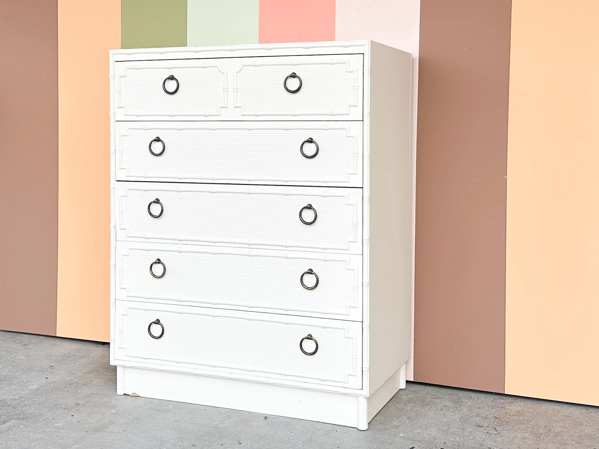 Palm Beach Style Faux Bamboo Tall Chest - Image 6