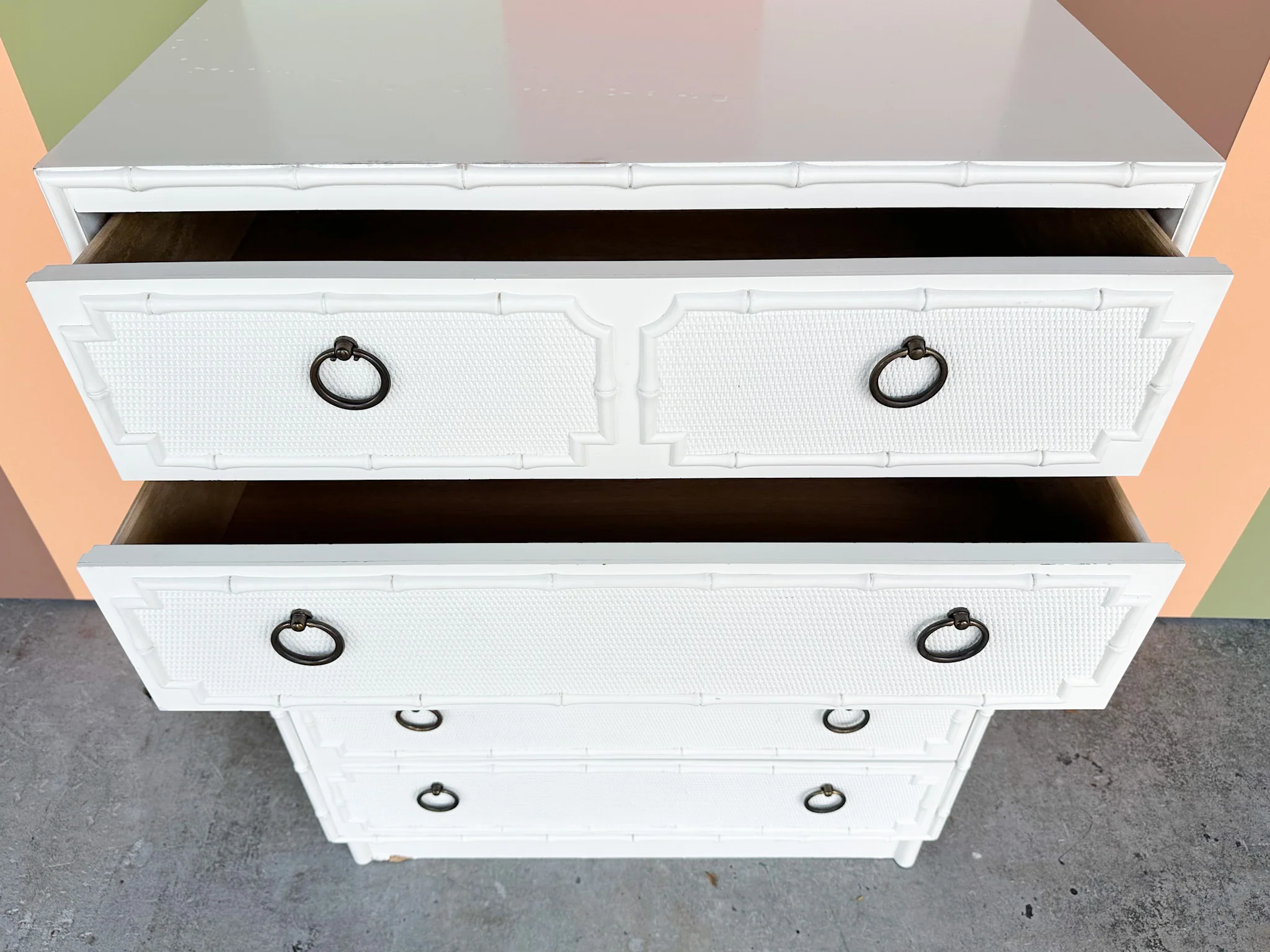Palm Beach Style Faux Bamboo Tall Chest - Image 8