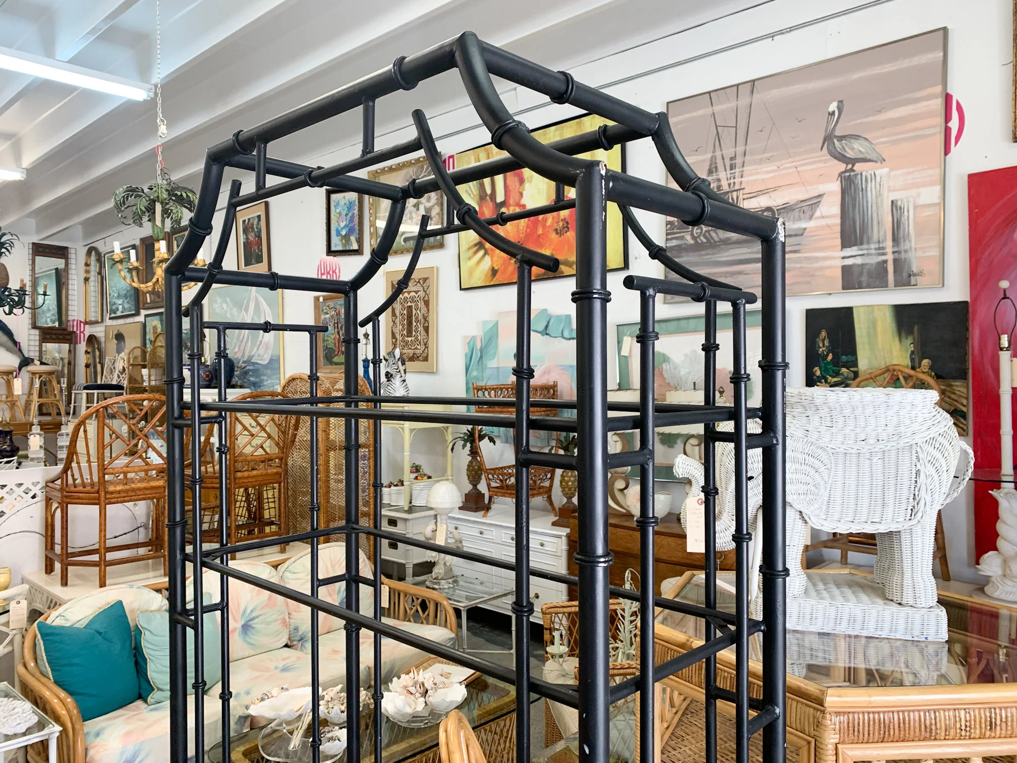 Faux Bamboo Pagoda Etagere - Image 3