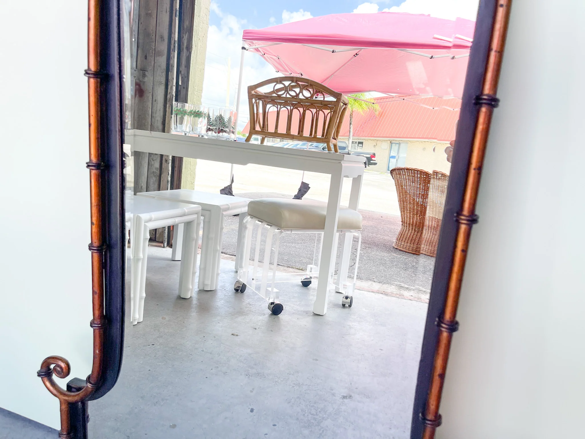 Faux Bamboo Pagoda Mirror - Image 3