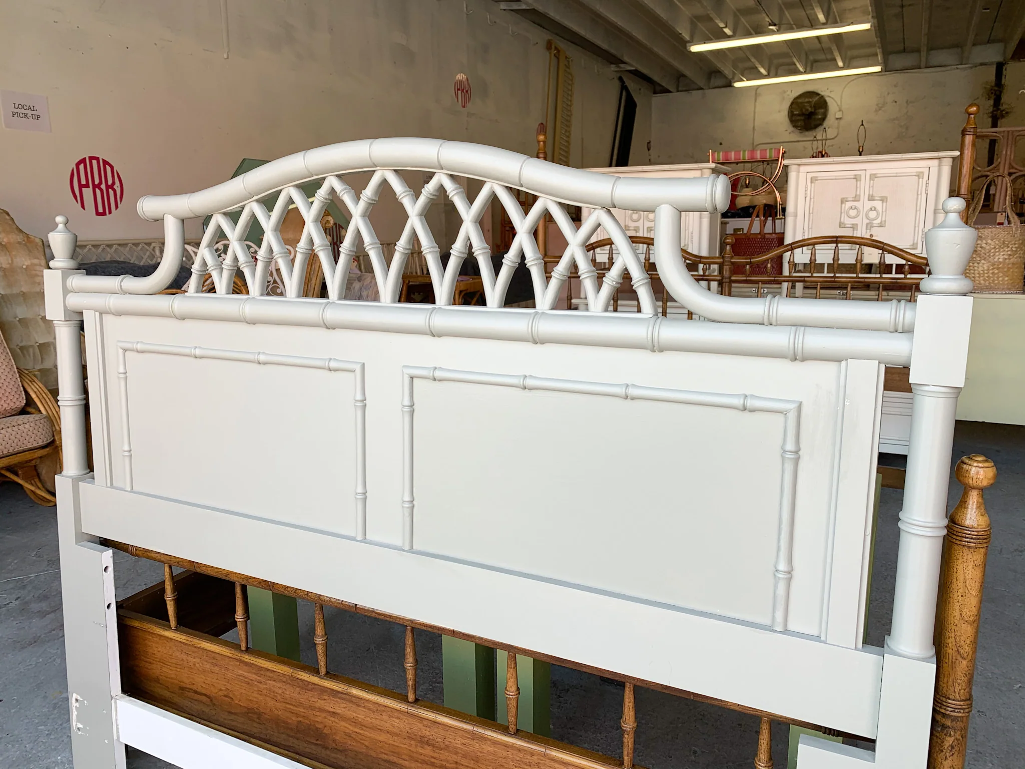 Faux Bamboo Pagoda Queen Headboard - Image 2