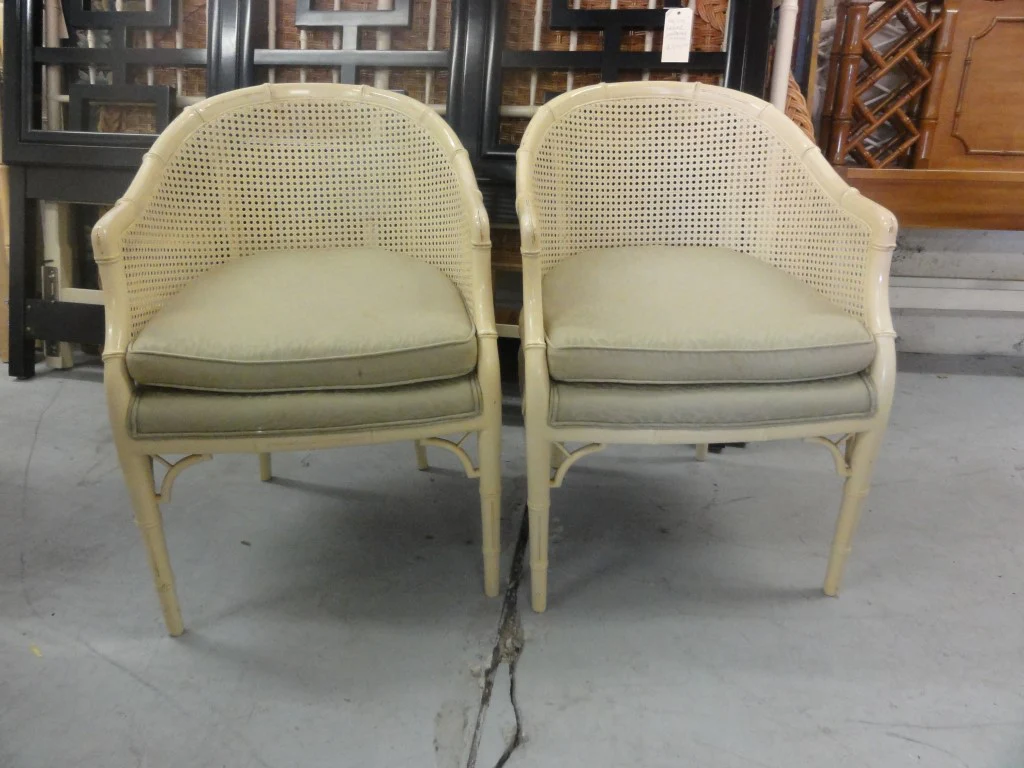 Pair of Faux Bamboo Barrel Chairs - Image 4