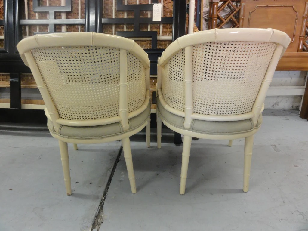 Pair of Faux Bamboo Barrel Chairs - Image 6