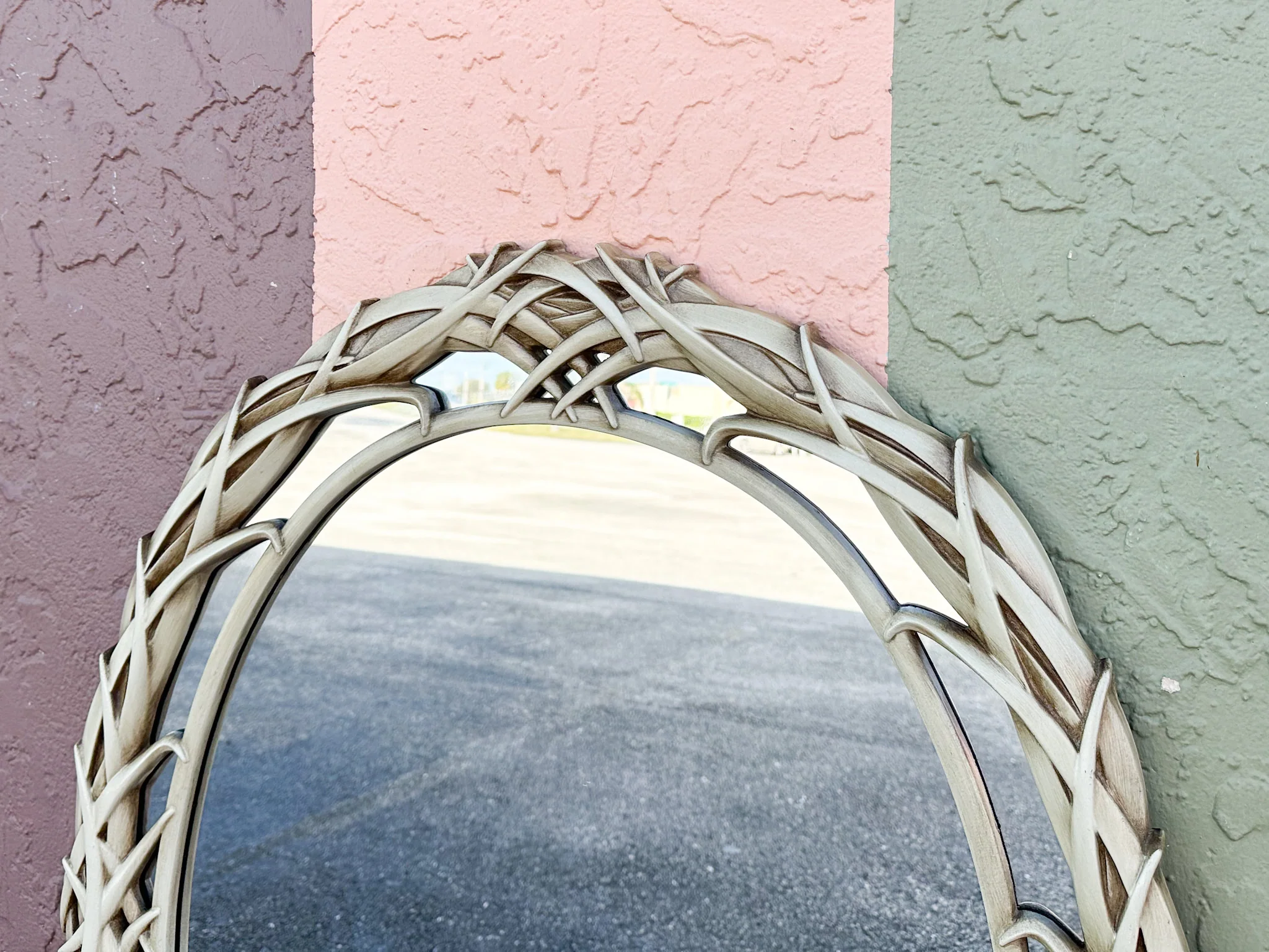 Faux Bamboo Palm Leaf Mirror - Image 3