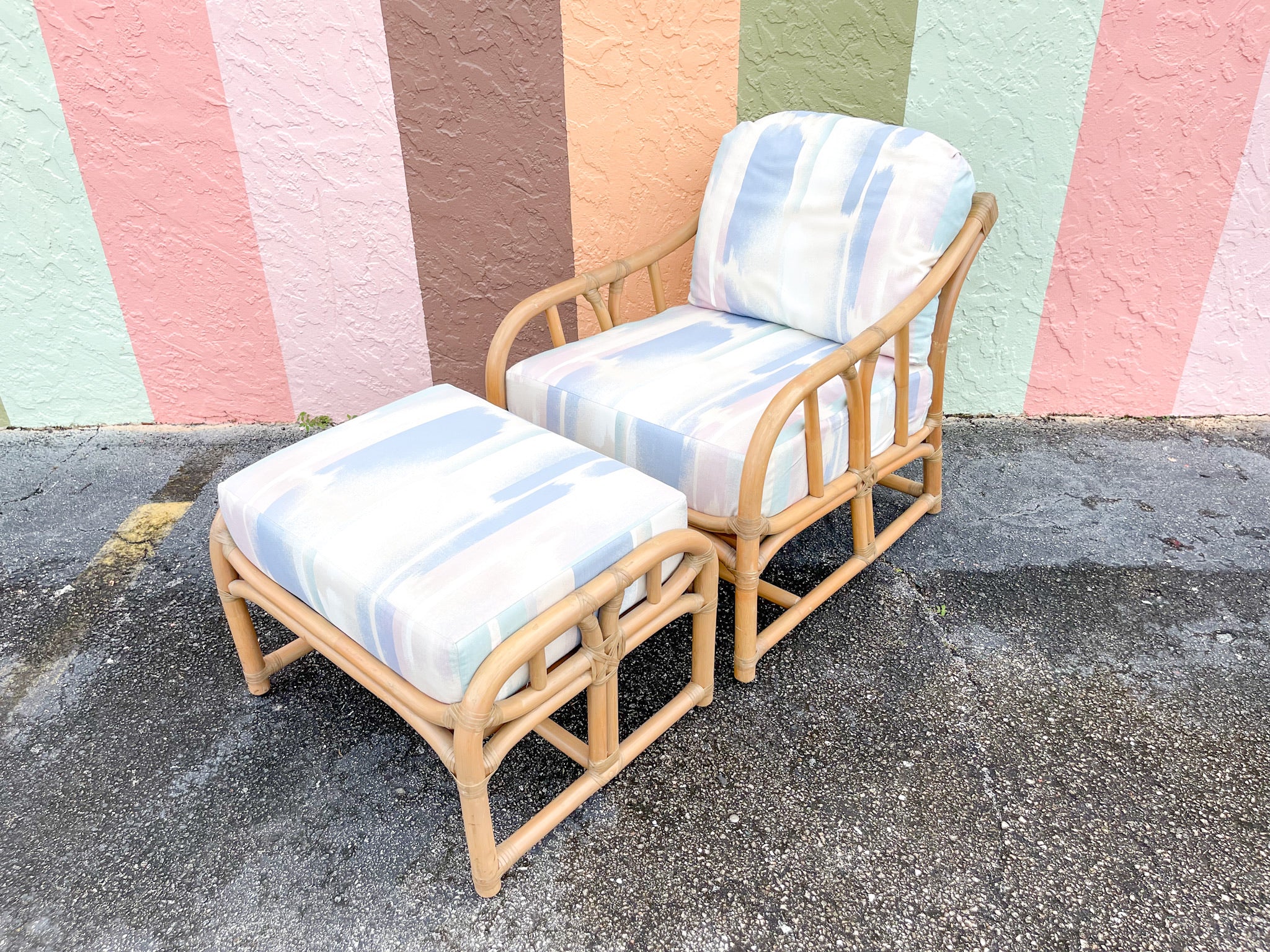 Ficks Reed Rattan Chair and Ottoman - Image 2