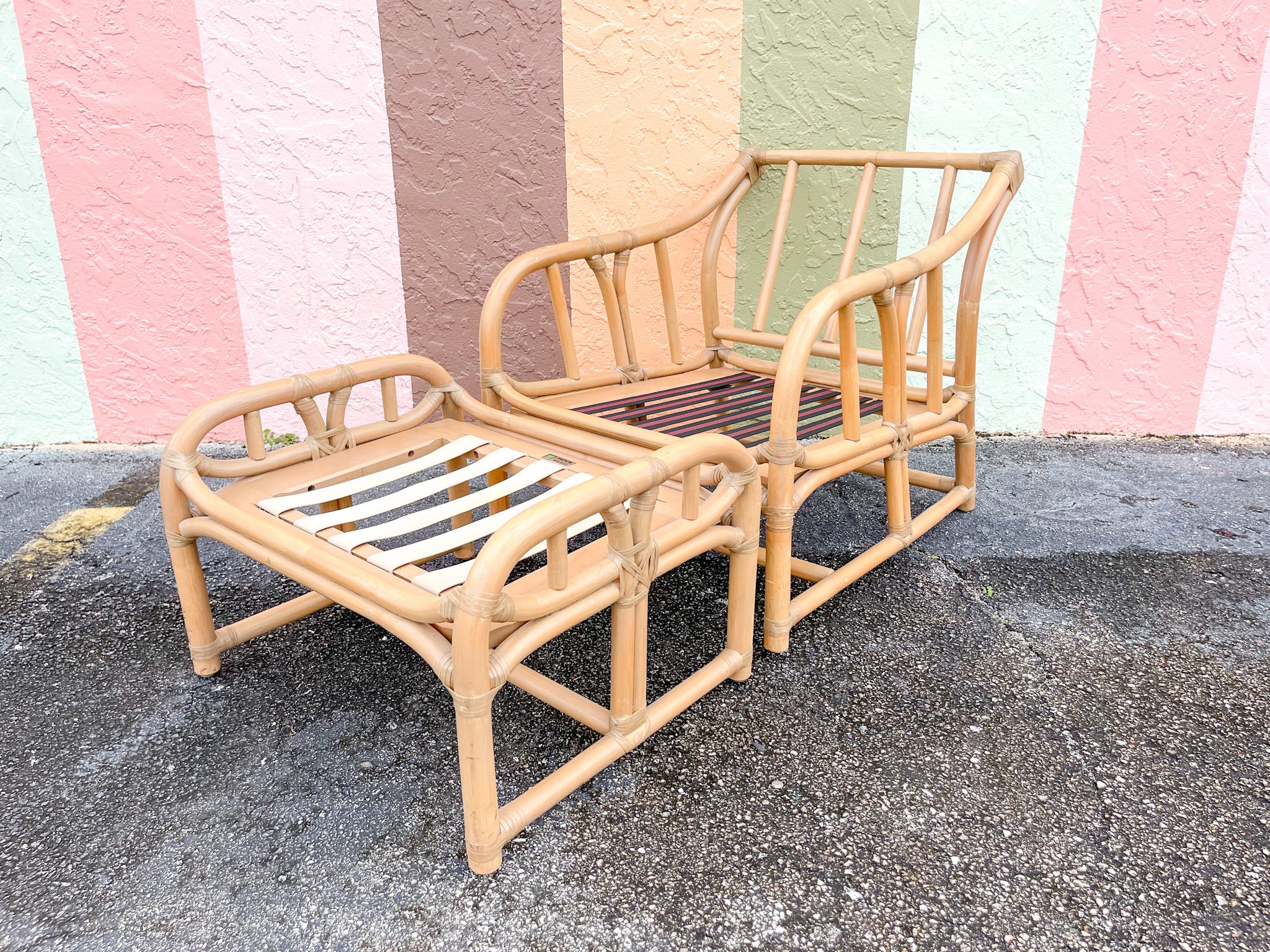 Ficks Reed Rattan Chair and Ottoman - Image 7
