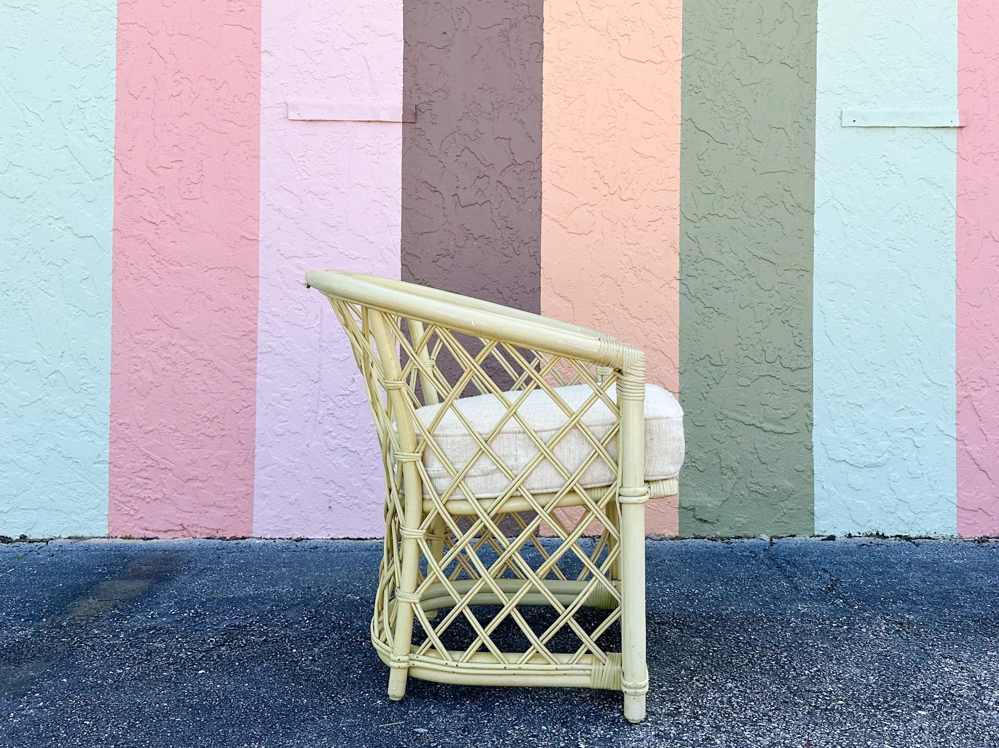 Ficks Reed Rattan Lattice Barrel Chair - Image 8