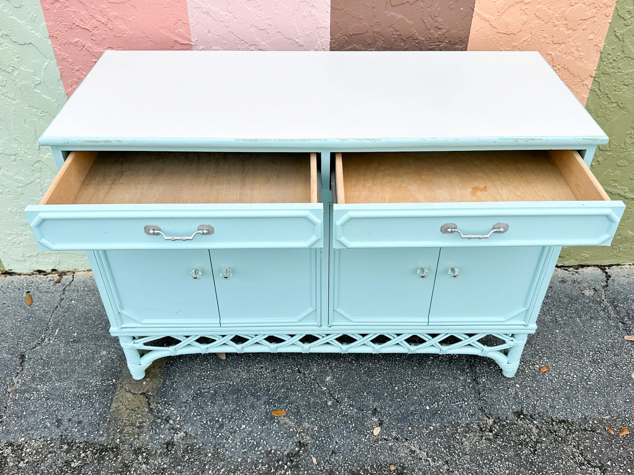 Ficks Reed Painted Rattan Server - Image 5