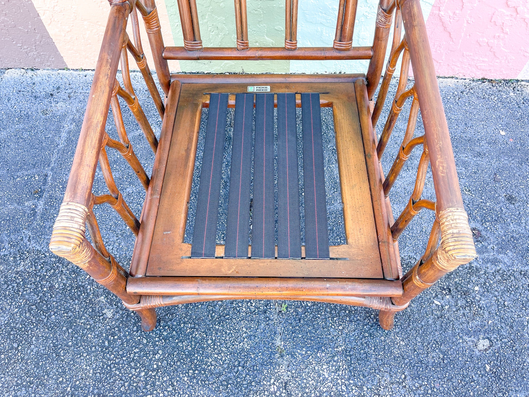 Ficks Reed Rattan Wingback Chair and Ottoman - Image 6