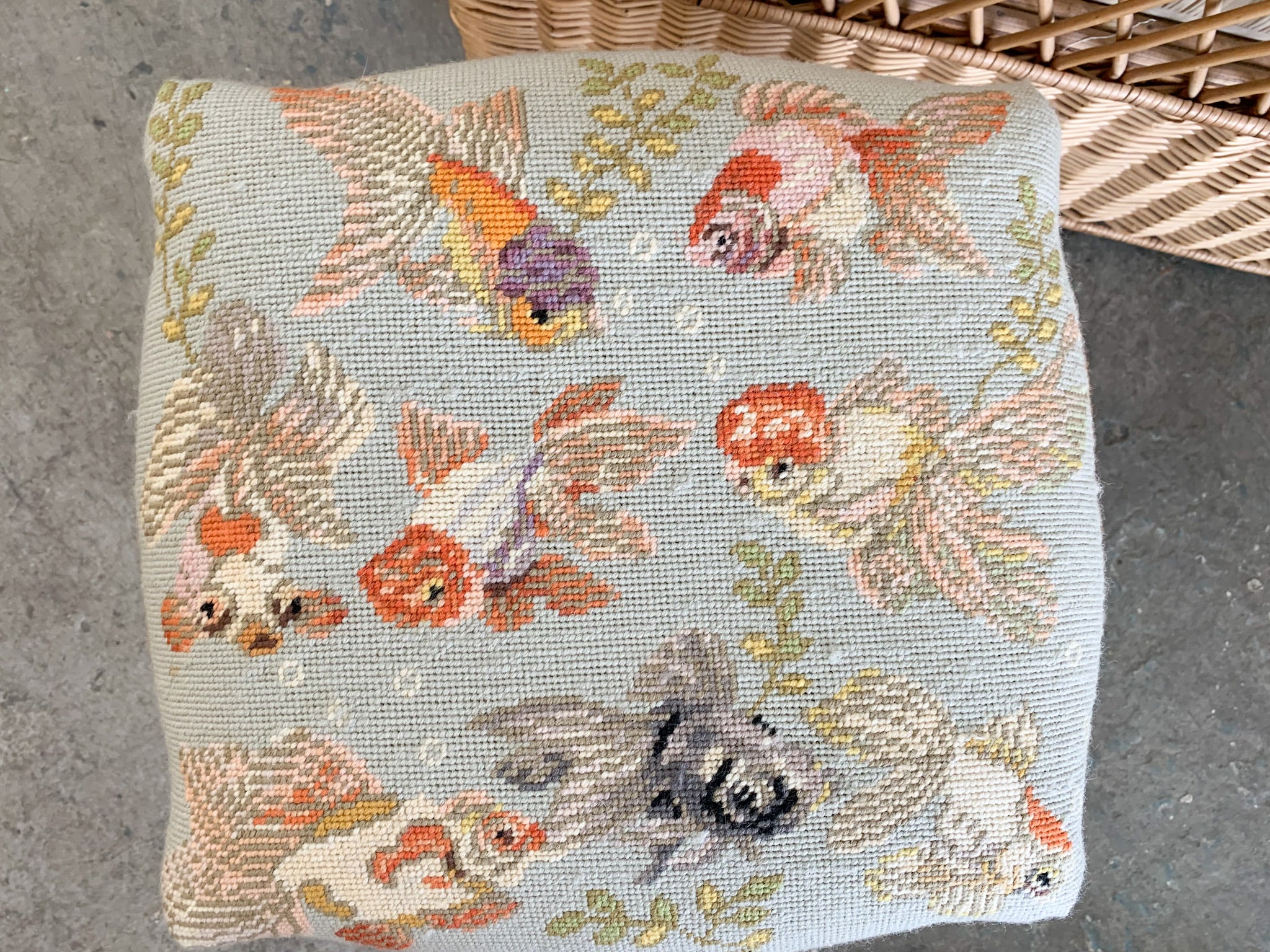 Fishy Needlepoint Stool - Image 2