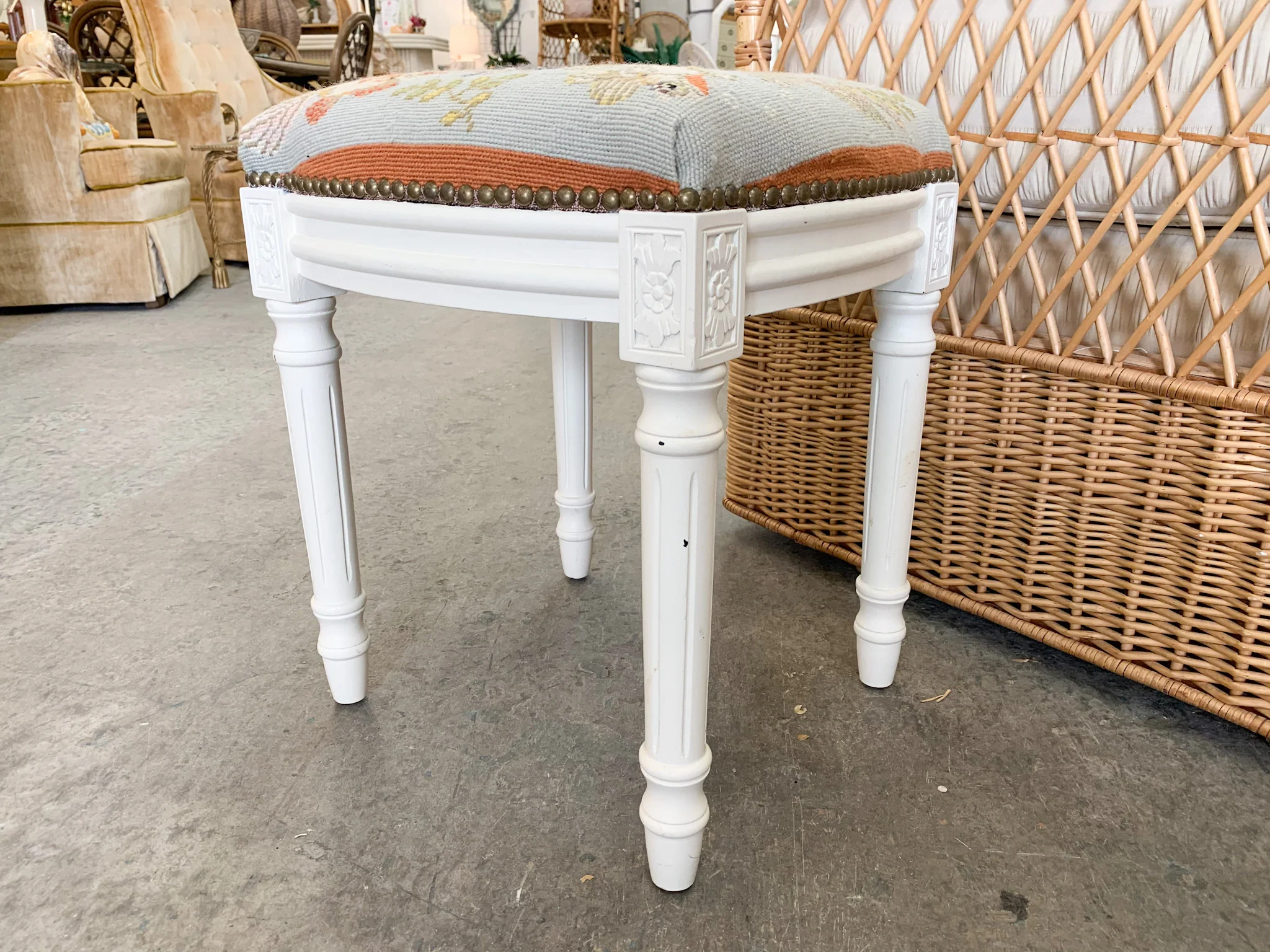 Fishy Needlepoint Stool - Image 5