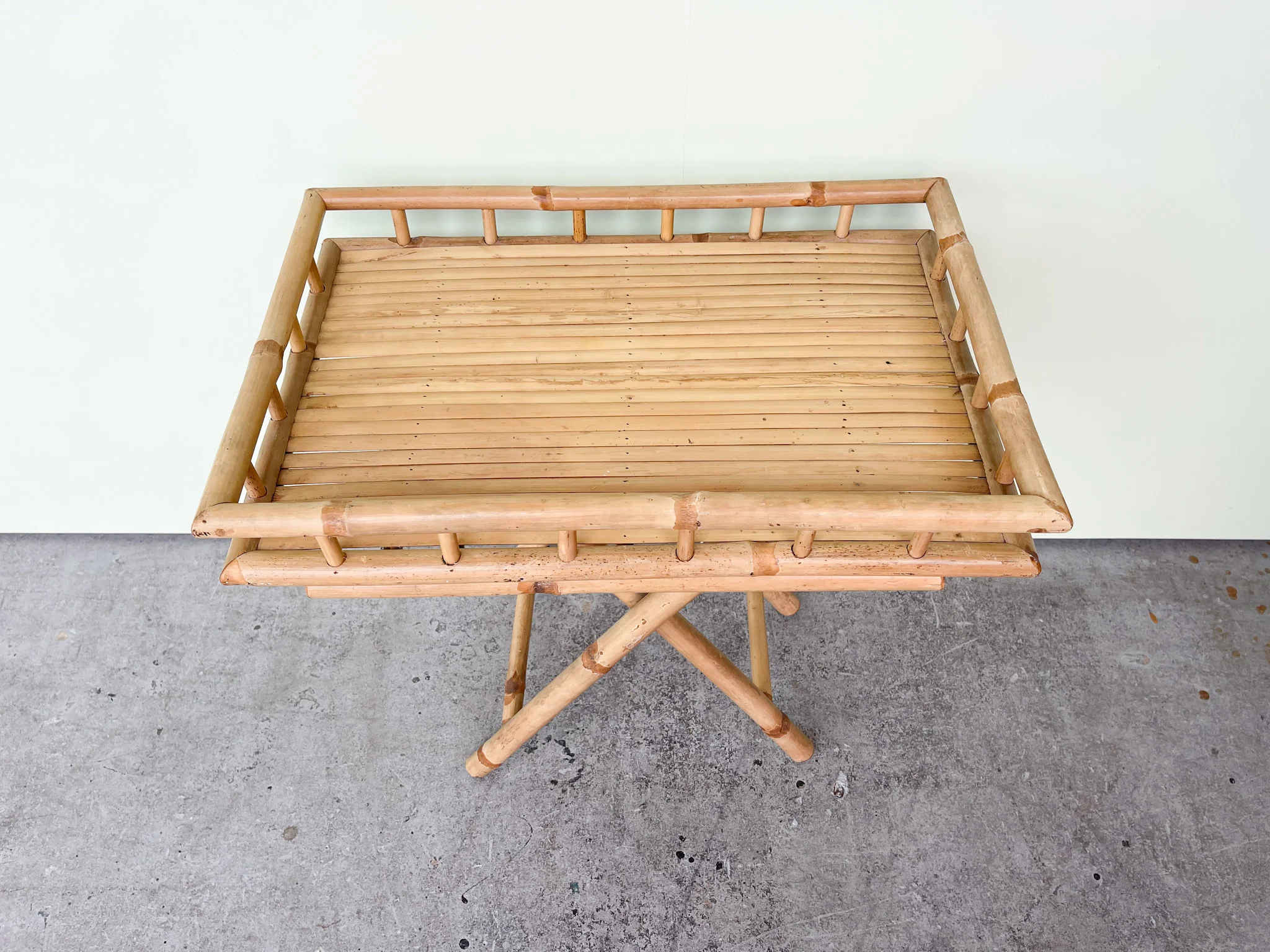 Folding Rattan Tray Table - Image 2