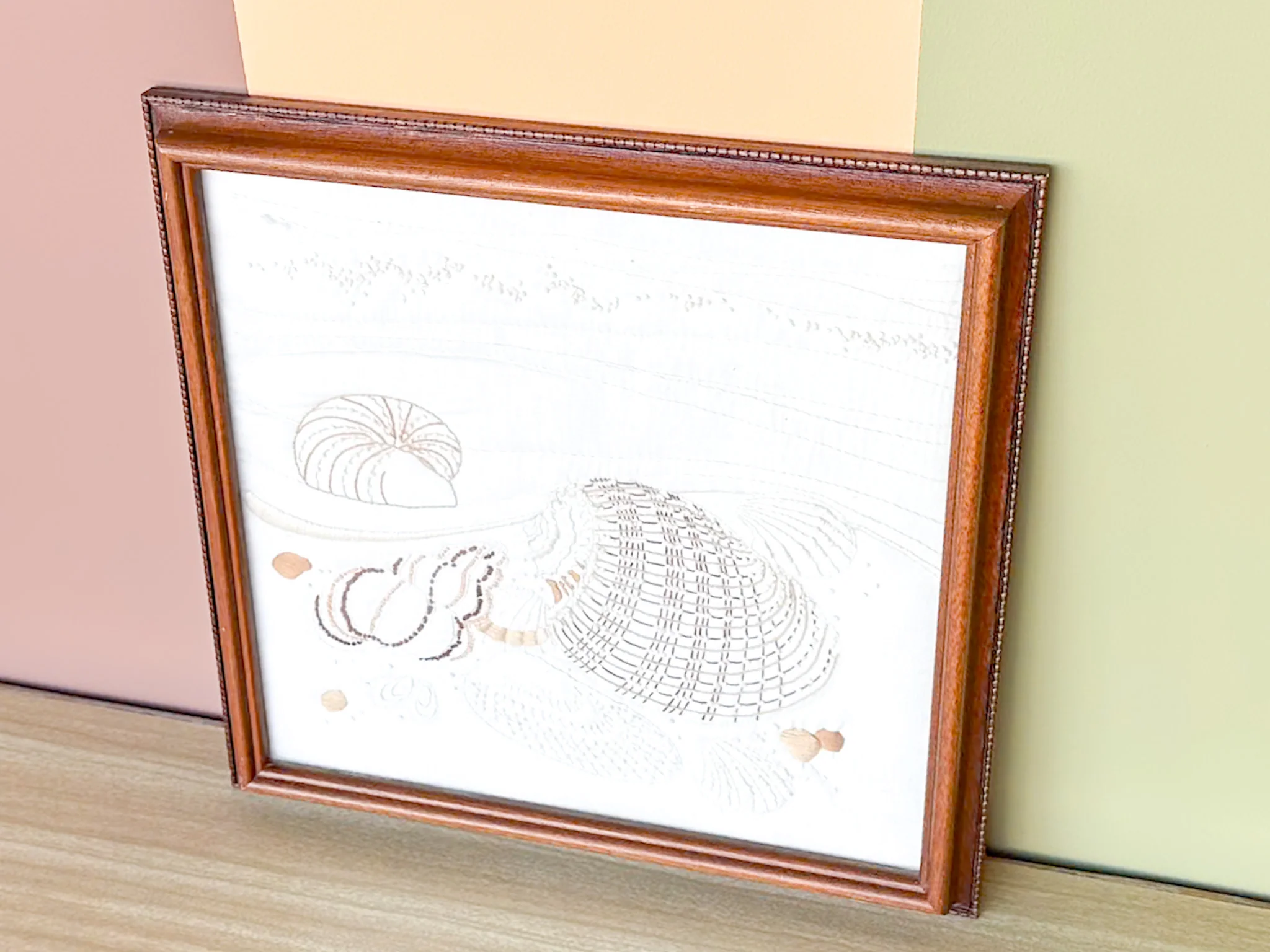 Framed Needlepoint Shell Art - Image 2