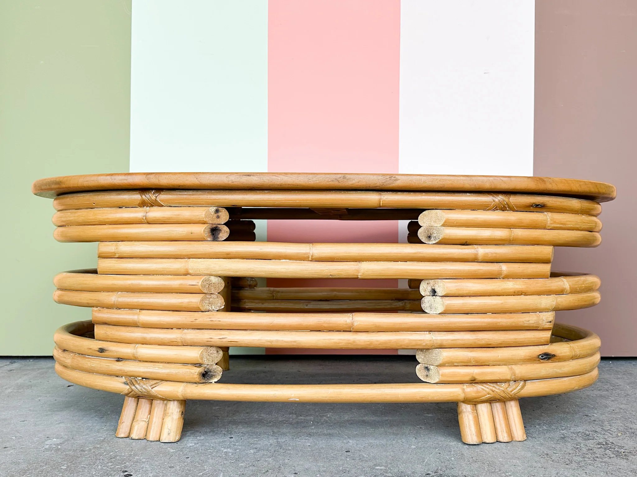 Frankl Style Kidney Bean Rattan Coffee Table - Image 3